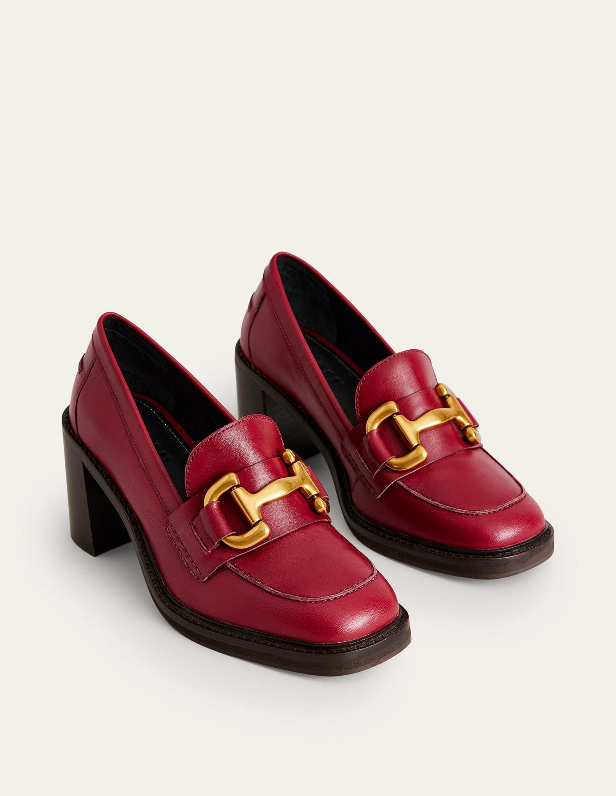 Iris Snaffle Heeled Loafers-Dark Red Leather - Image 4