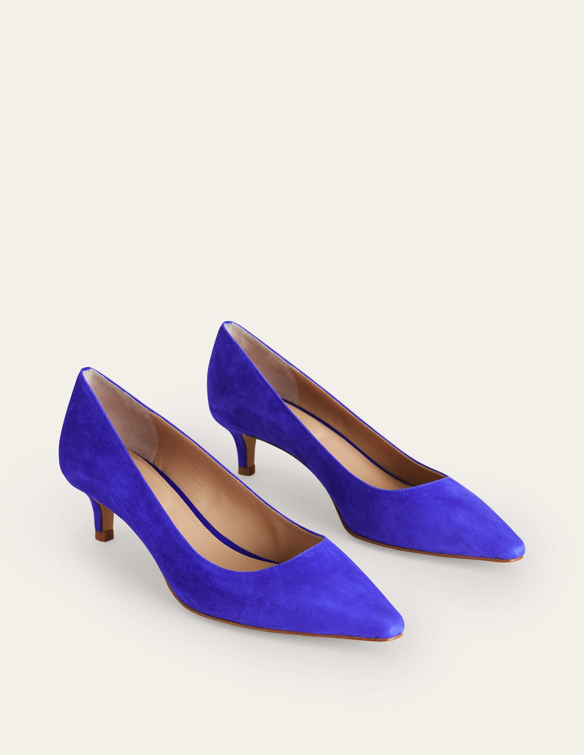 Lara Low-Heeled Court Shoes-Lapis Blue Suede-3