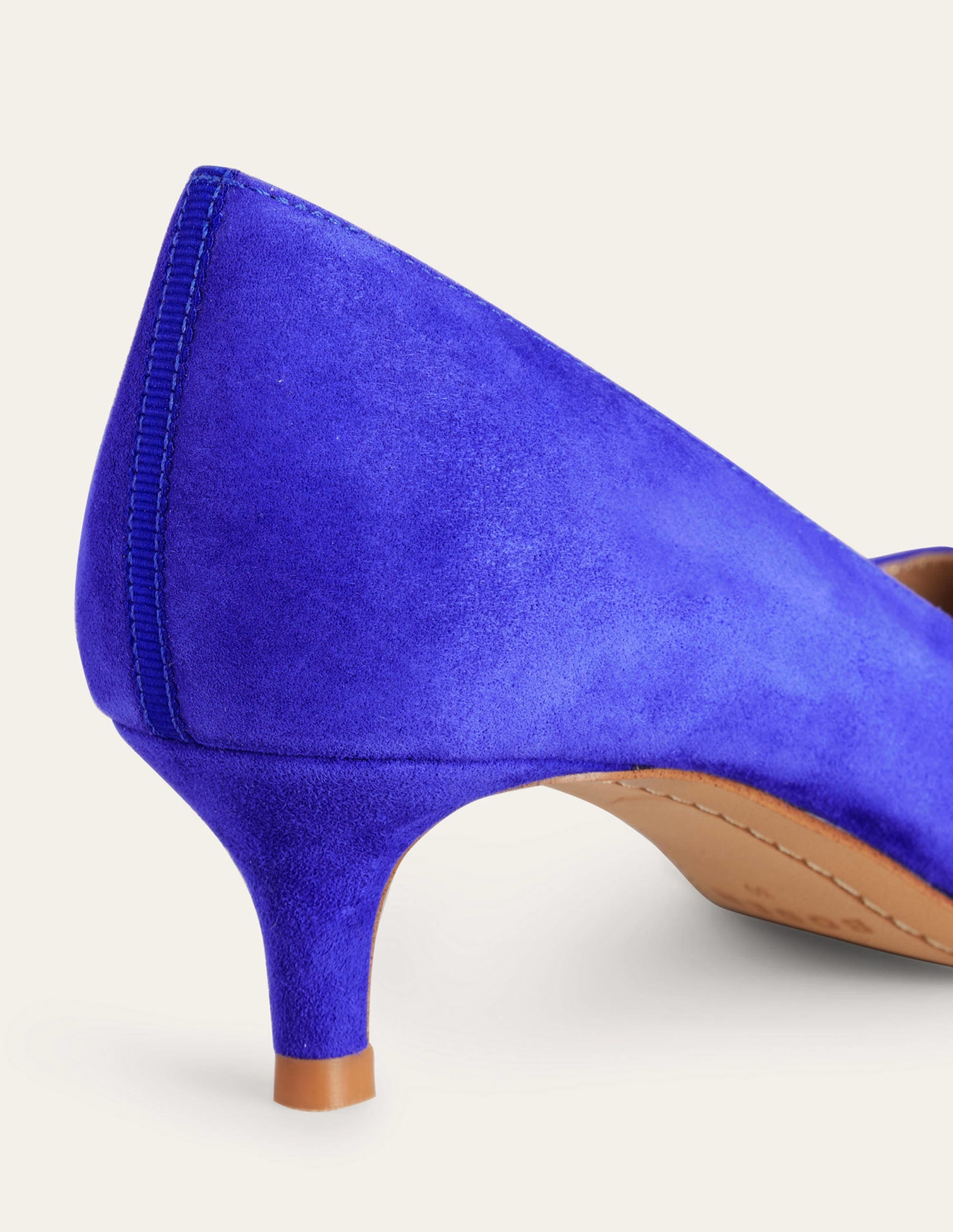 Lara Low-Heeled Court Shoes-Lapis Blue Suede - Image 4