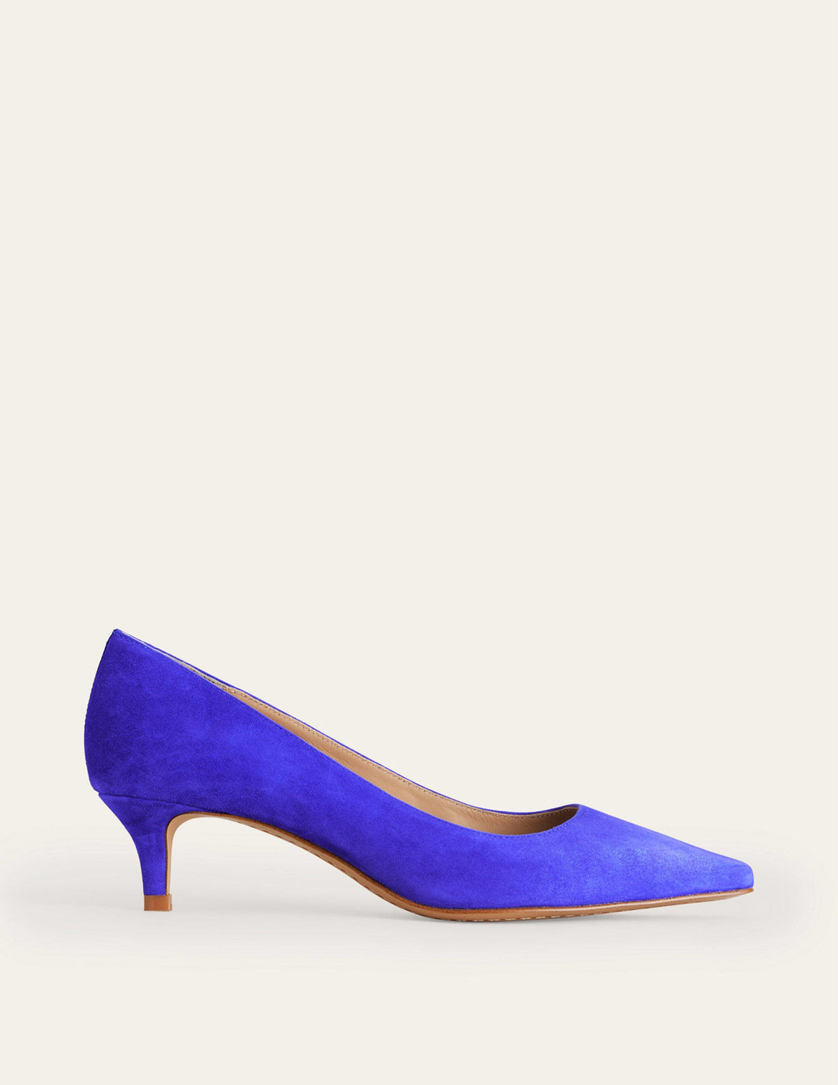 Lara Low-Heeled Court Shoes-Lapis Blue Suede - Image 2