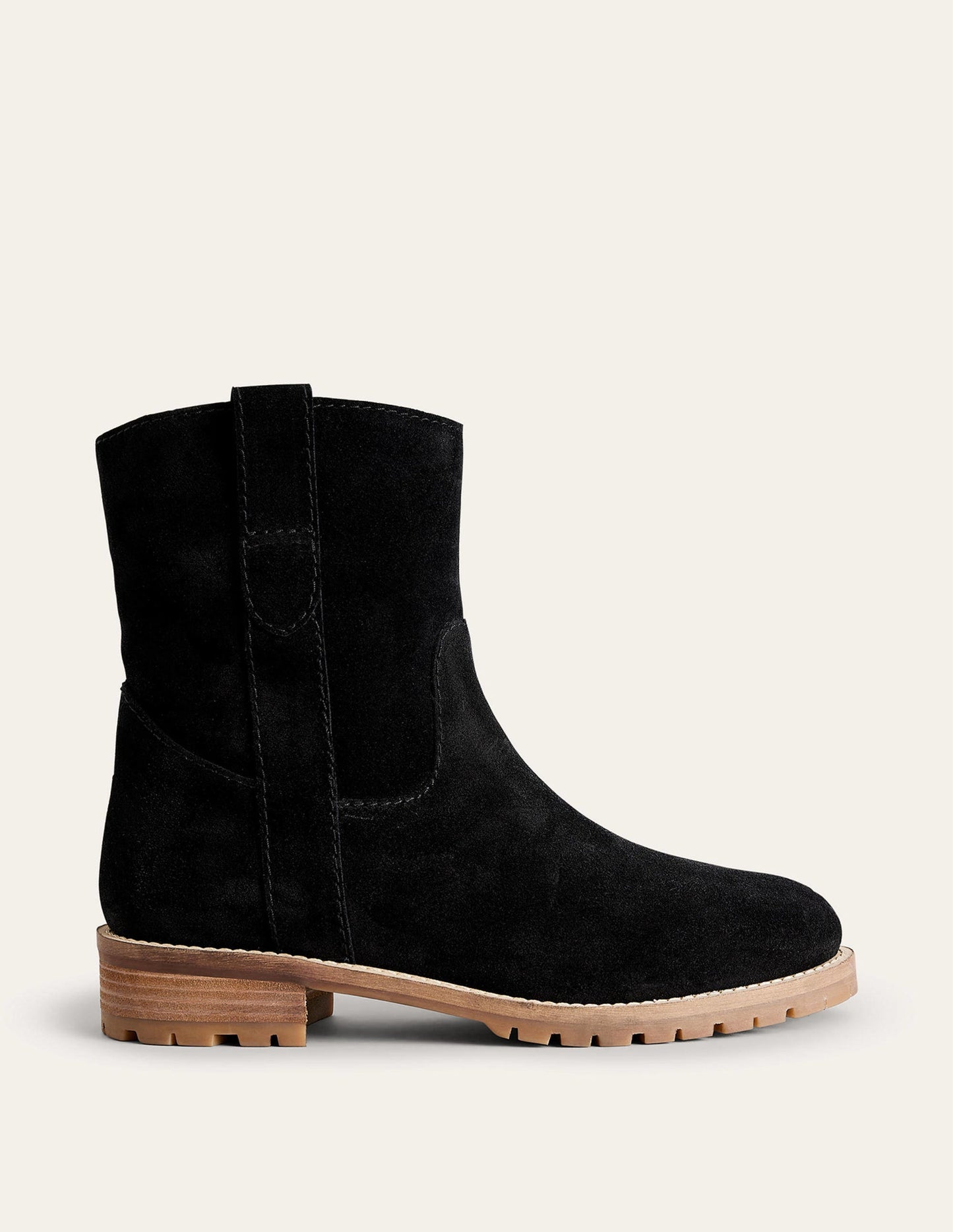 Western Suede Ankle Boots-Black Suede