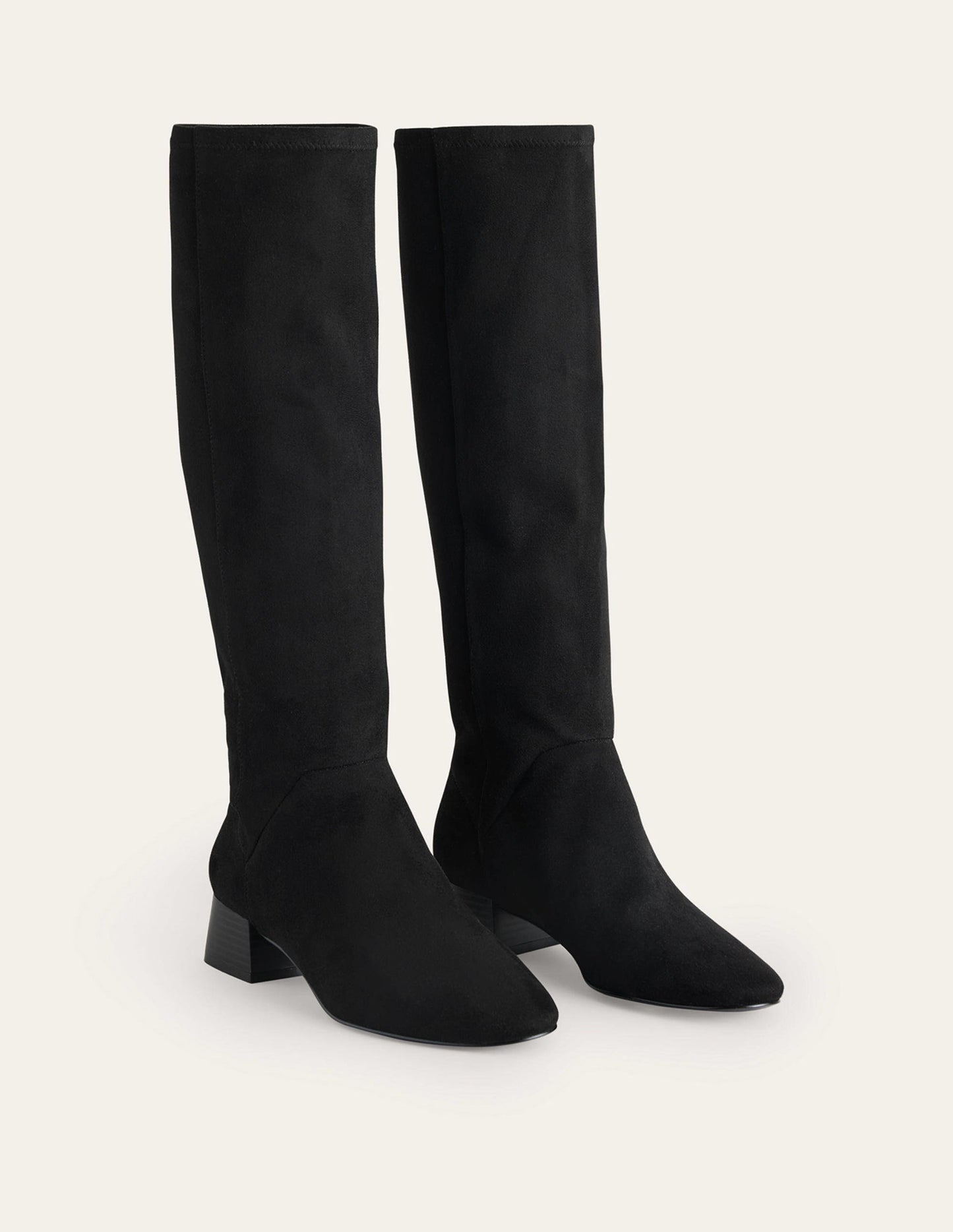 Cara Flat Stretch Knee Boots-Black