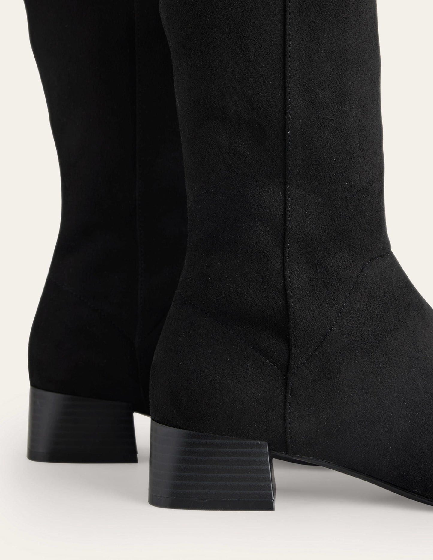 Cara Flat Stretch Knee Boots-Black