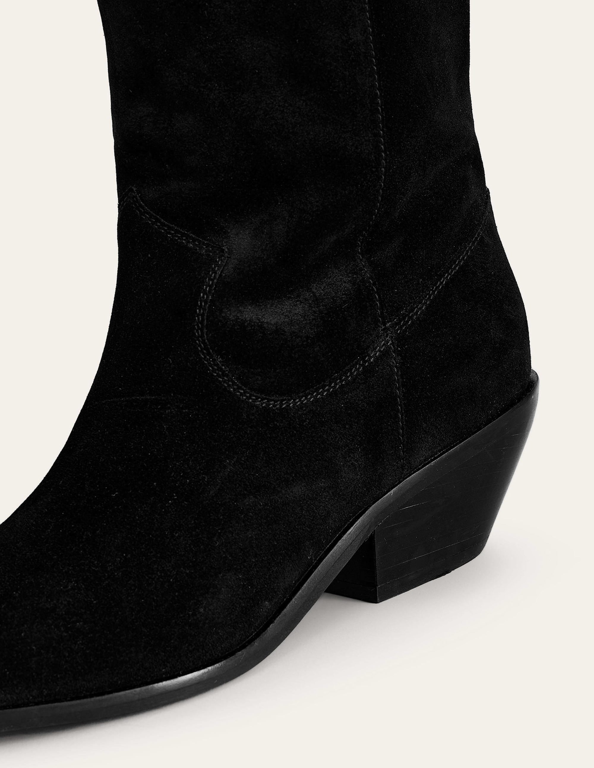 Western Knee High Boots-Black Suede - Image 4