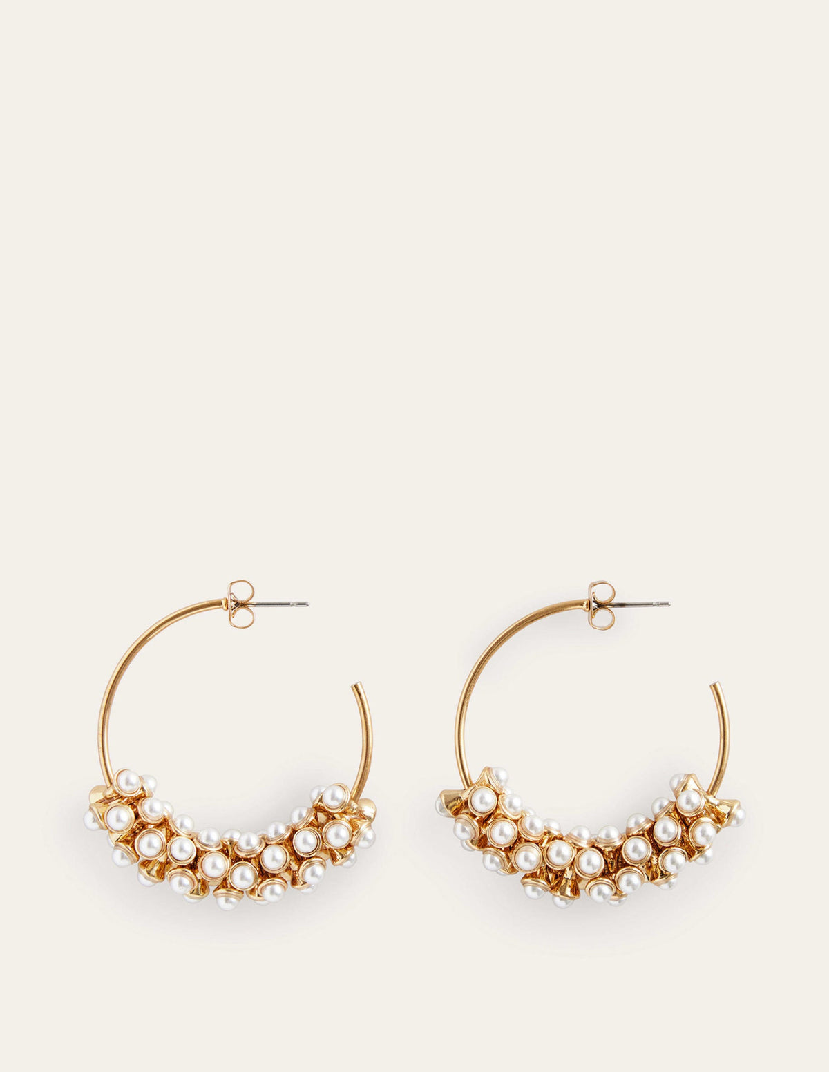 Cluster Pearl Hoop Earrings-Gold - Image 2