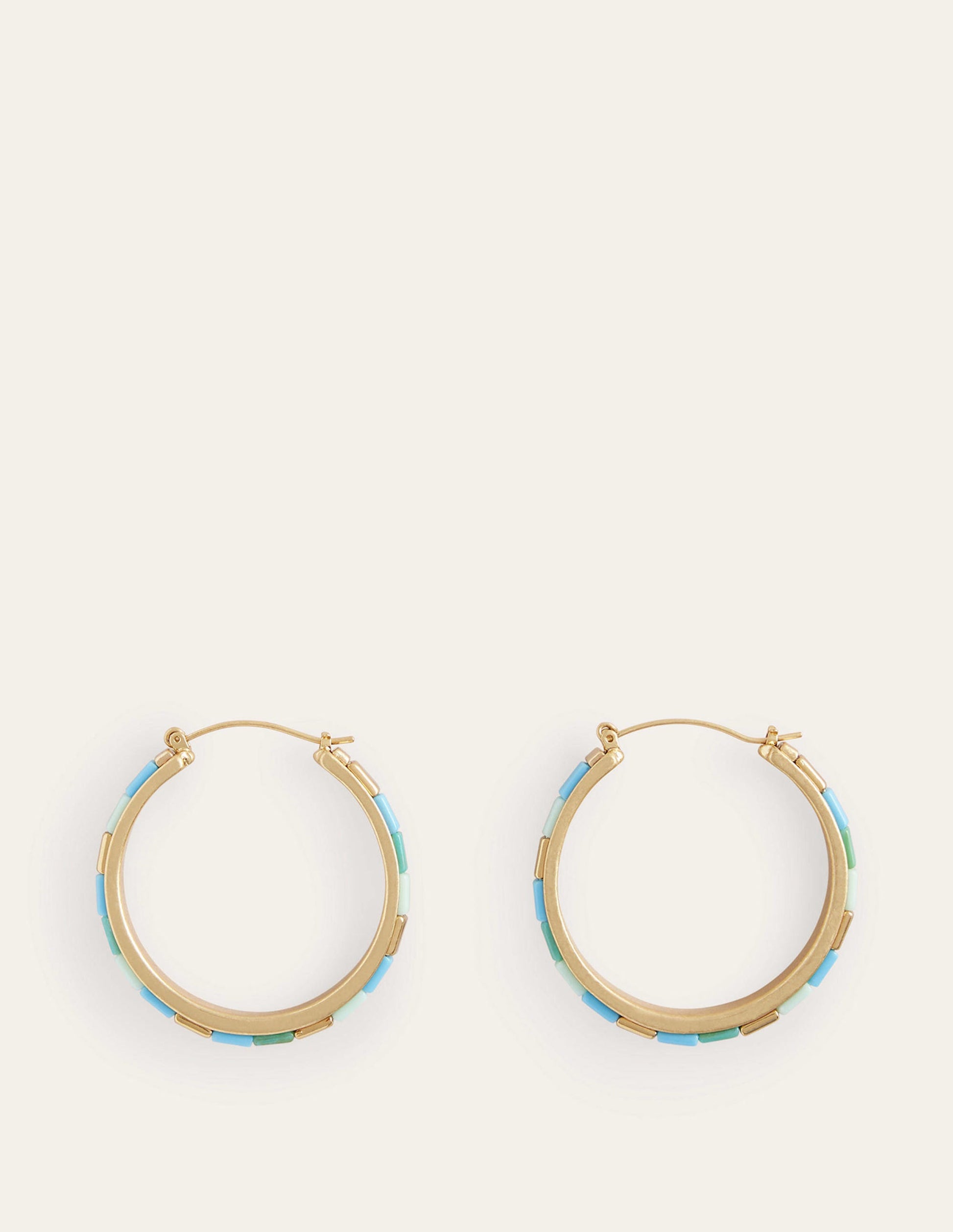 Beaded Hoop Earrings-Green-2