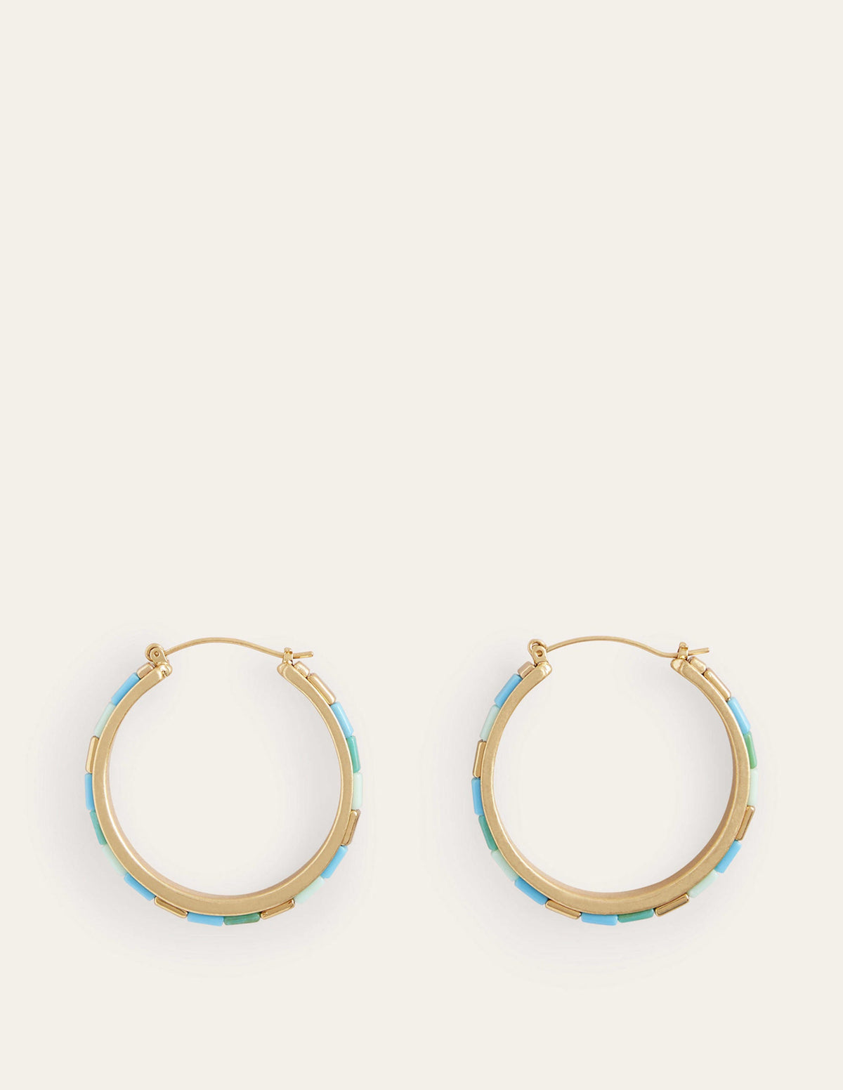 Beaded Hoop Earrings-Green - Image 2