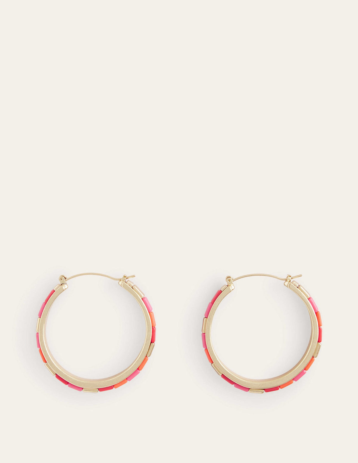 Beaded Hoop Earrings-Pink - Image 2