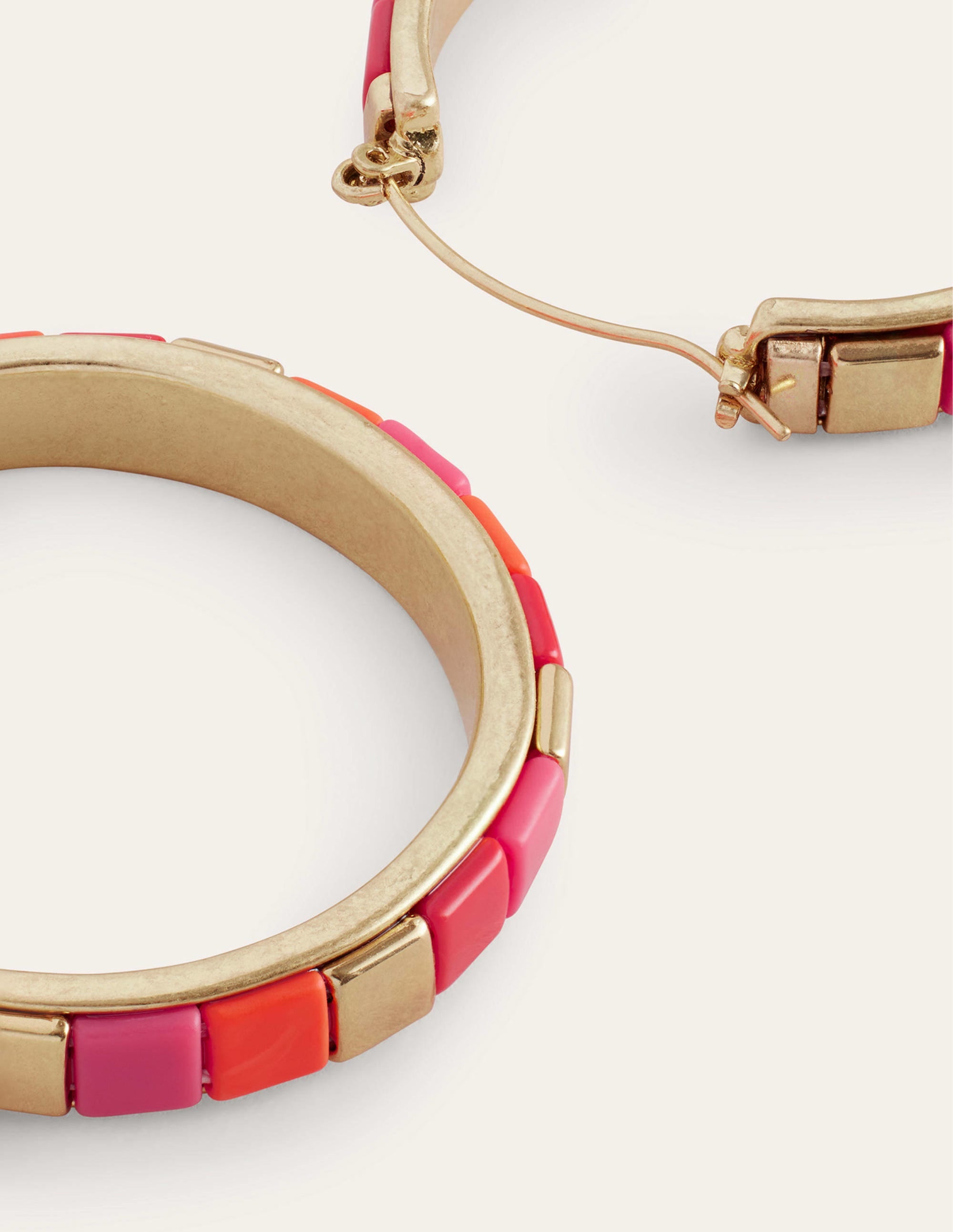 Beaded Hoop Earrings-Pink - Image 3