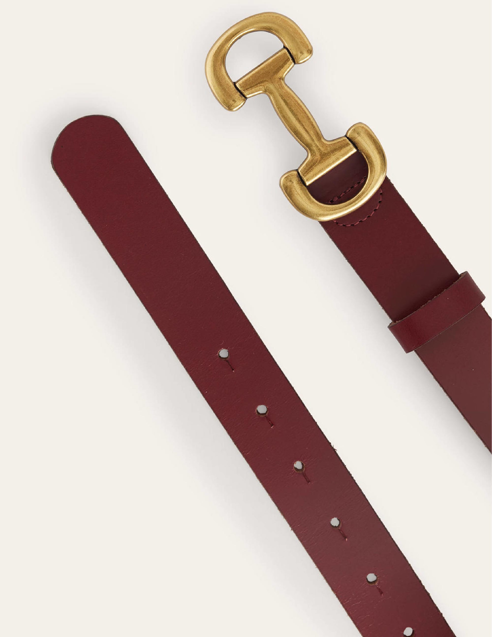 Iris Snaffle-Trim Leather Belt-Dark Red - Image 3