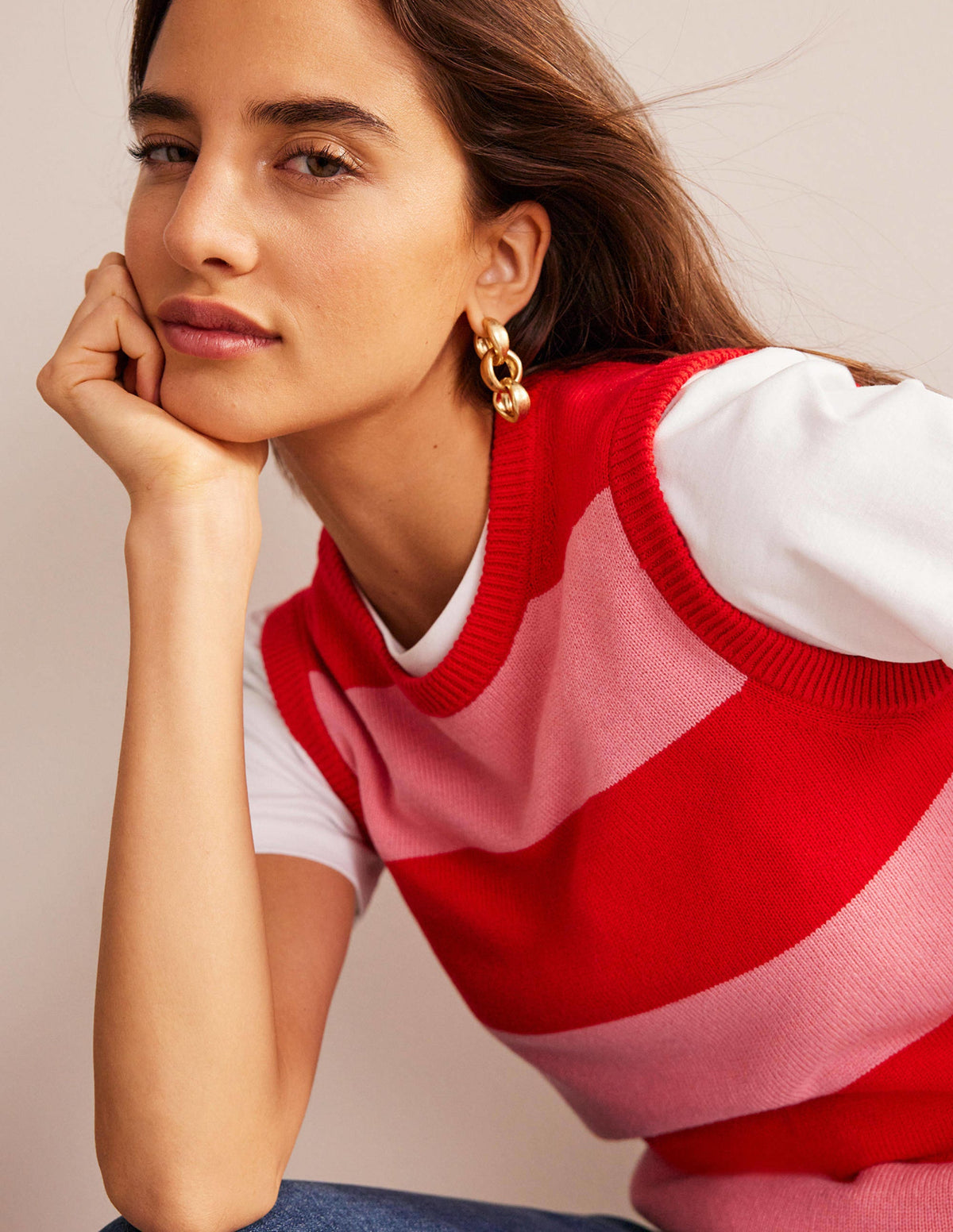 Chunky Chain-Link Earrings-Gold - Image 1