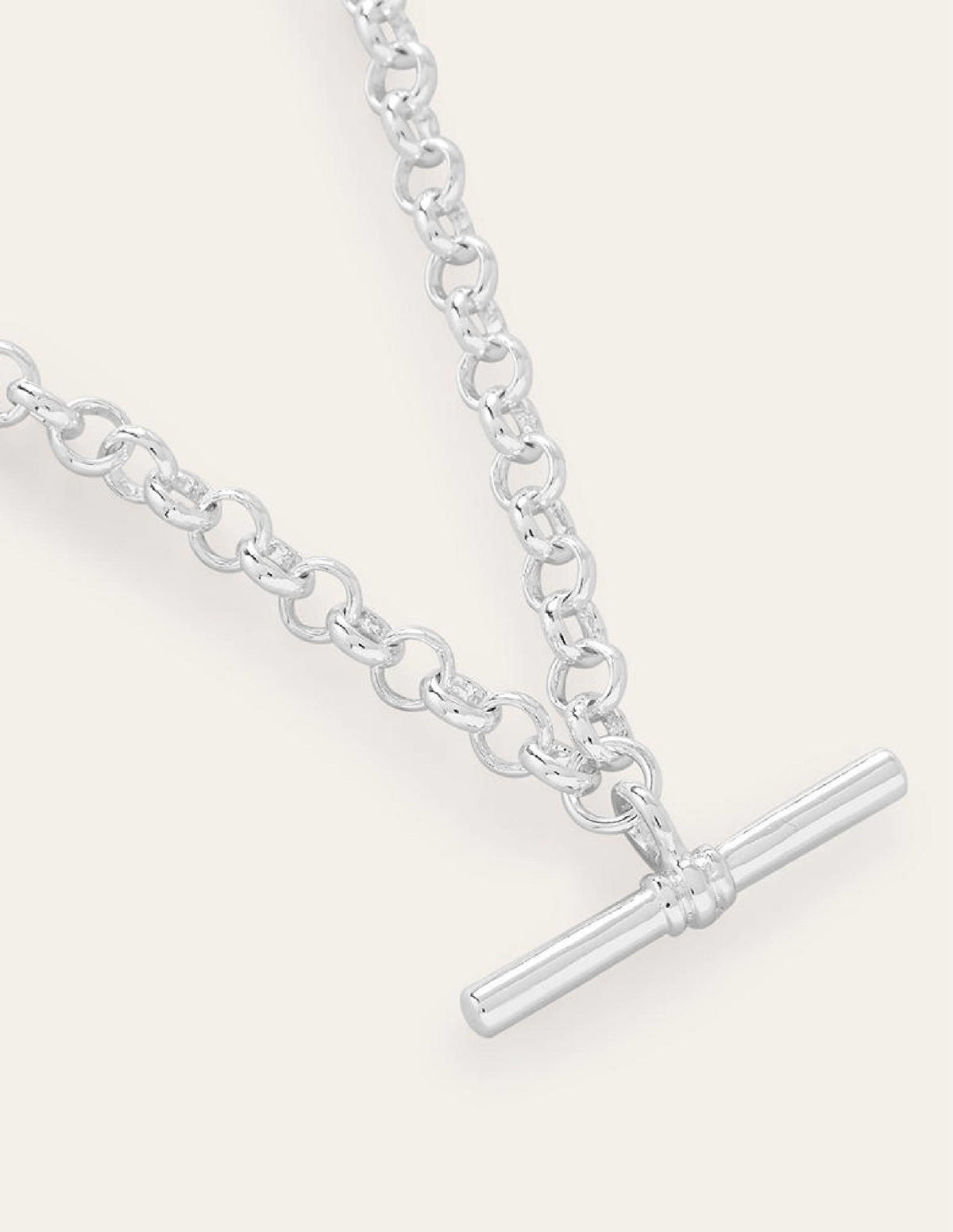 T-bar Chain Necklace-Silver-3