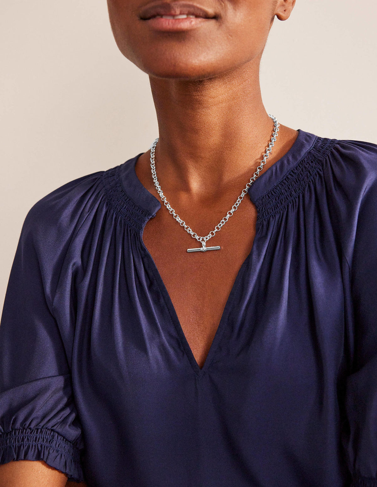 T-bar Chain Necklace-Silver-1