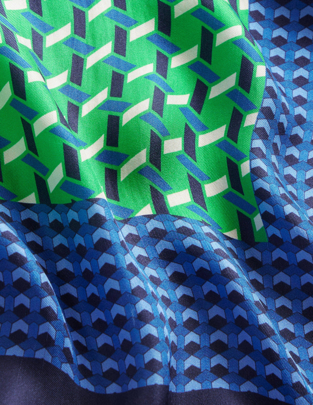 Large Square Silk Scarf-Bright Green, Geo Daze - Image 3