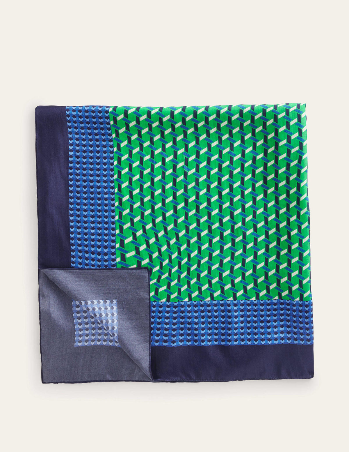 Large Square Silk Scarf-Bright Green, Geo Daze-2