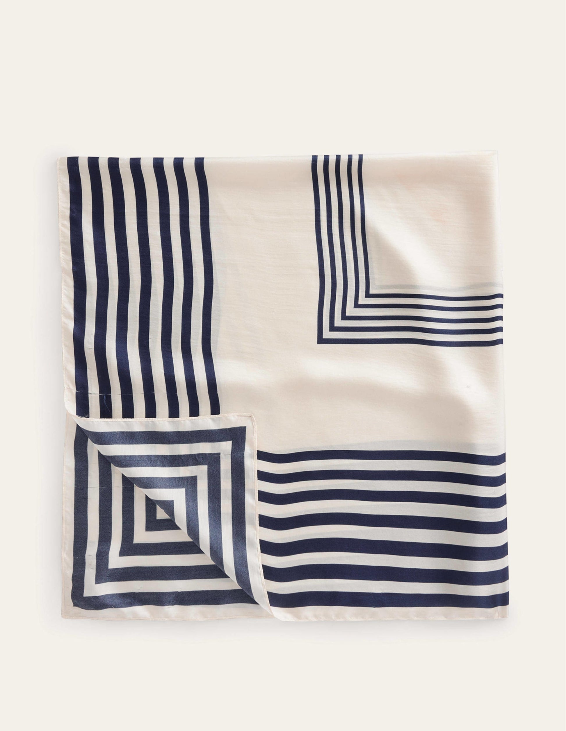 Large Square Silk Scarf-Ivory, Square Stripe-3