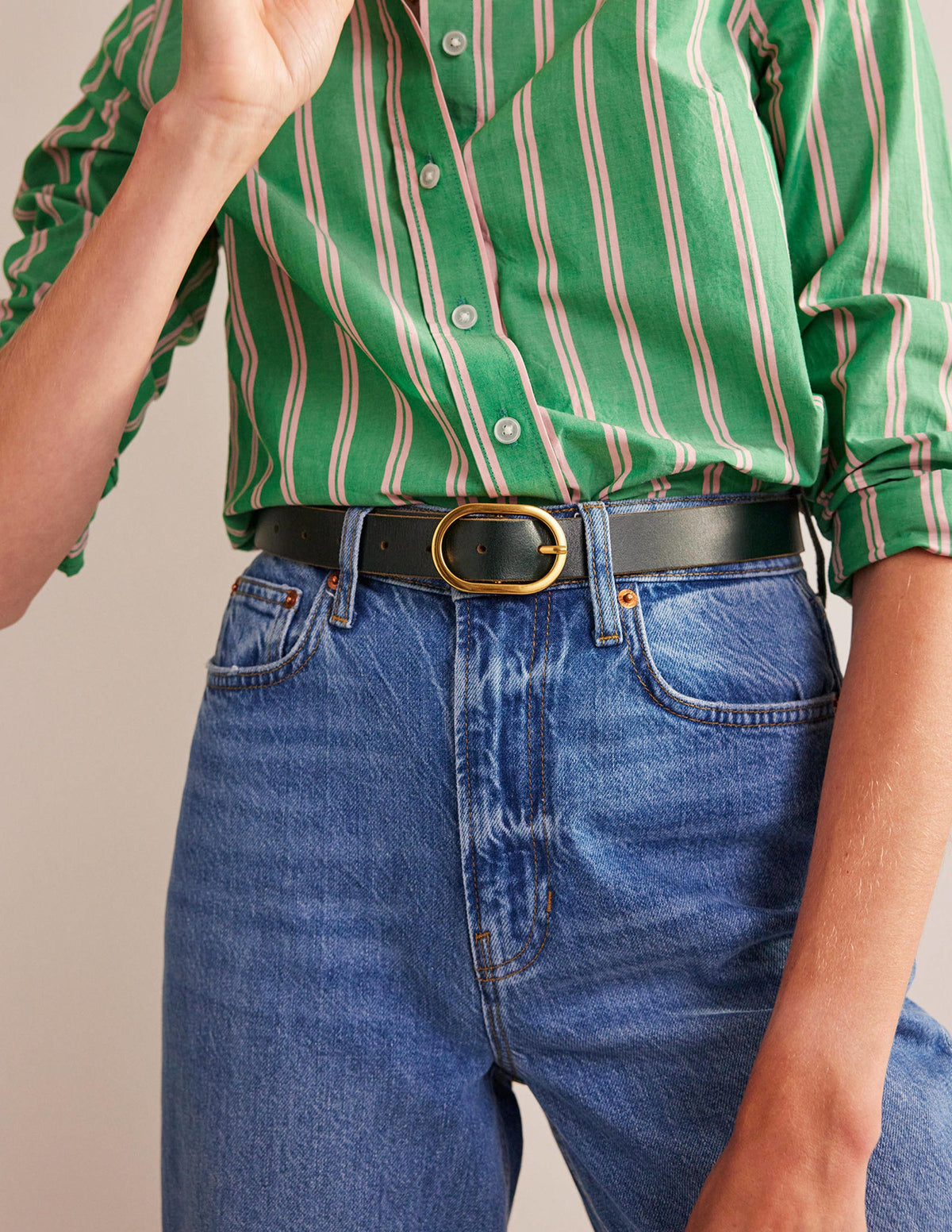 Classic Leather Belt-Dark Green-1