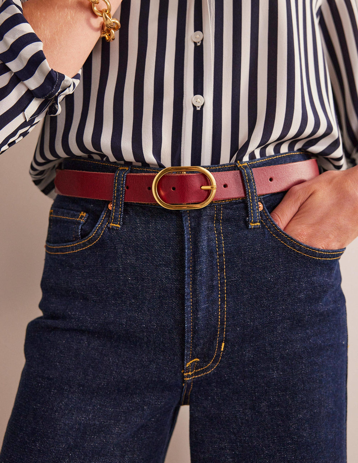 Classic Leather Belt-Dark Red-1