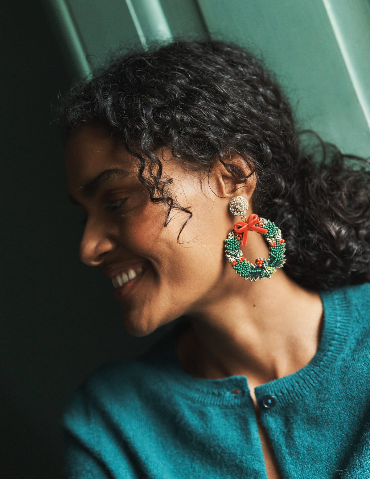 Festive Embellished Earrings-Wreath - Image 4