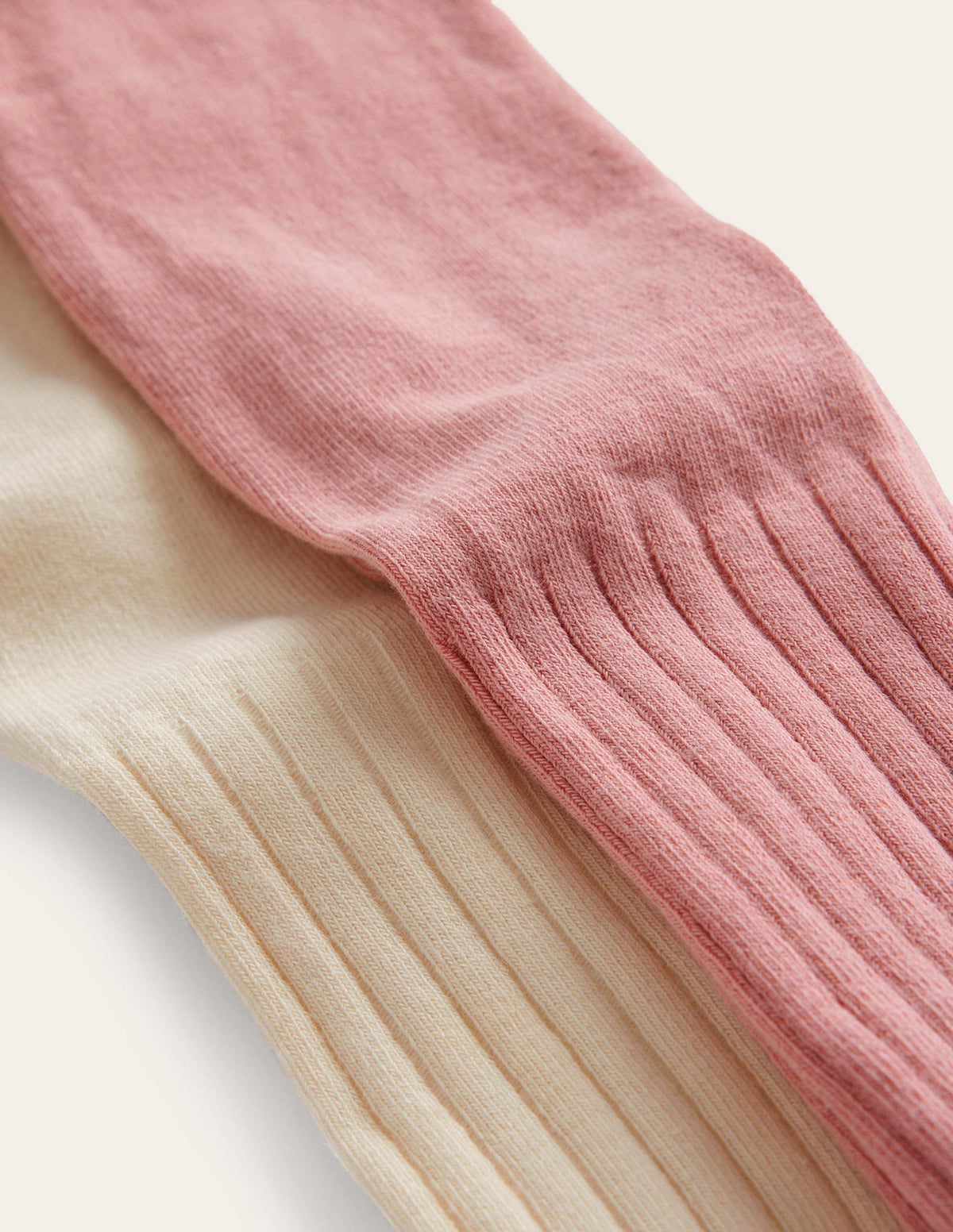 Ribbed Tights 2 Pack-Ivory/Pink - Image 1