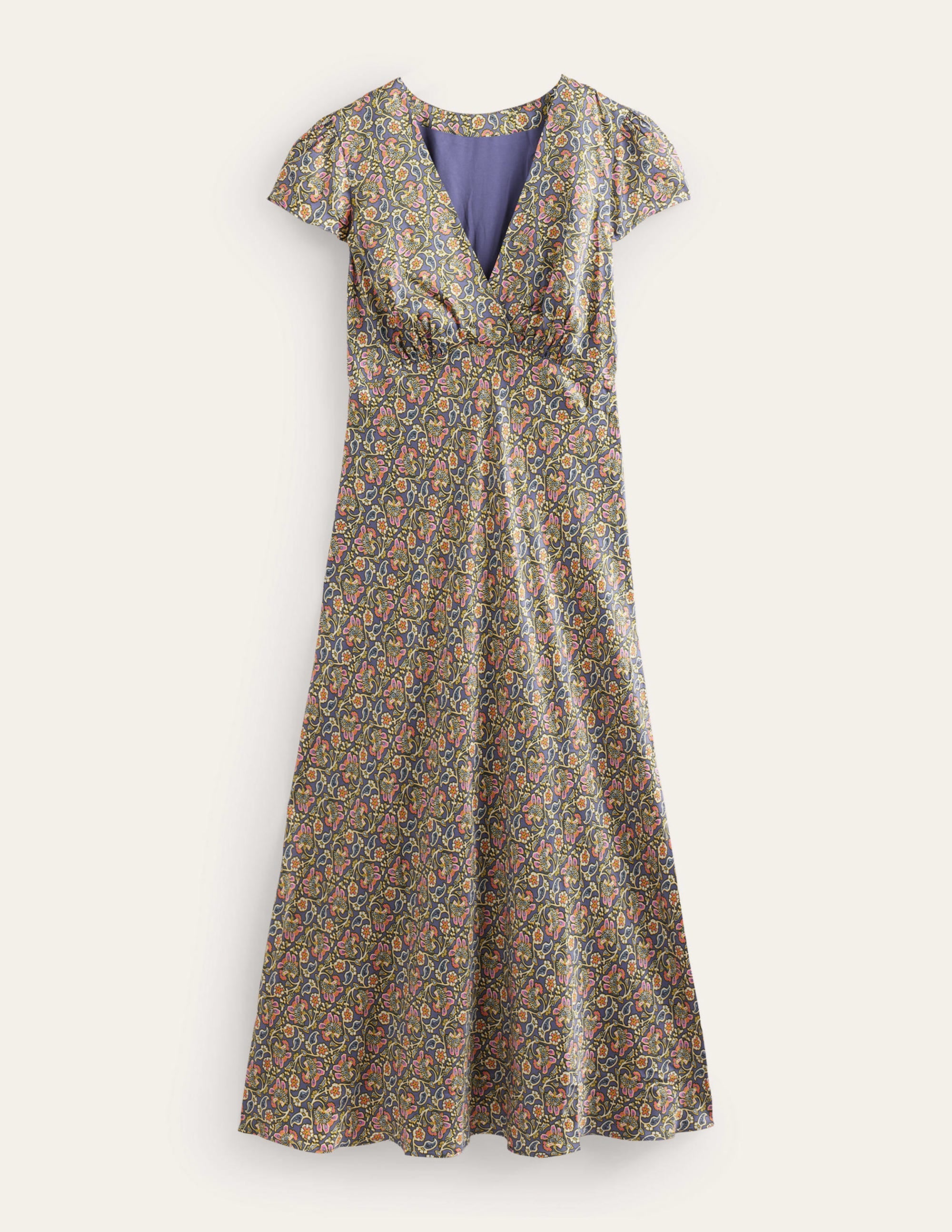 Satin Empire Midi Tea Dress-Nightshadow Blue - Image 5