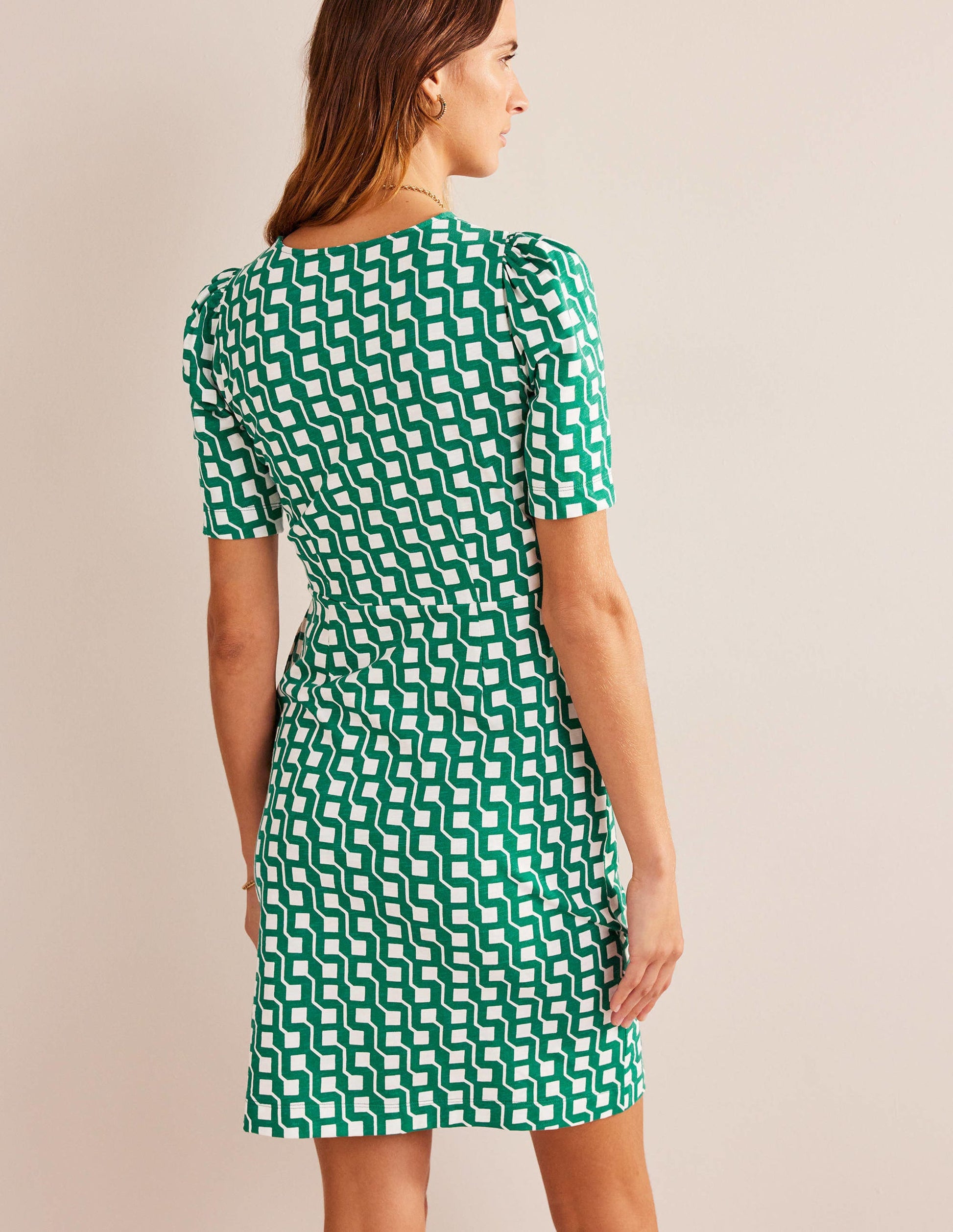 Zoe Jersey Dress-Bright Emerald, Cube Geo-3