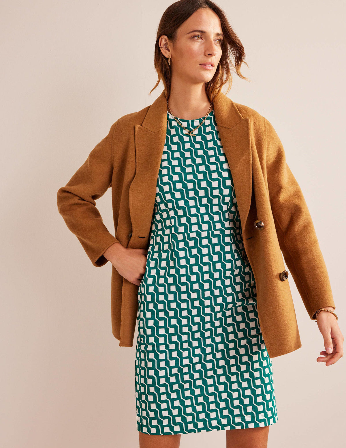 Zoe Jersey Dress-Bright Emerald, Cube Geo-5