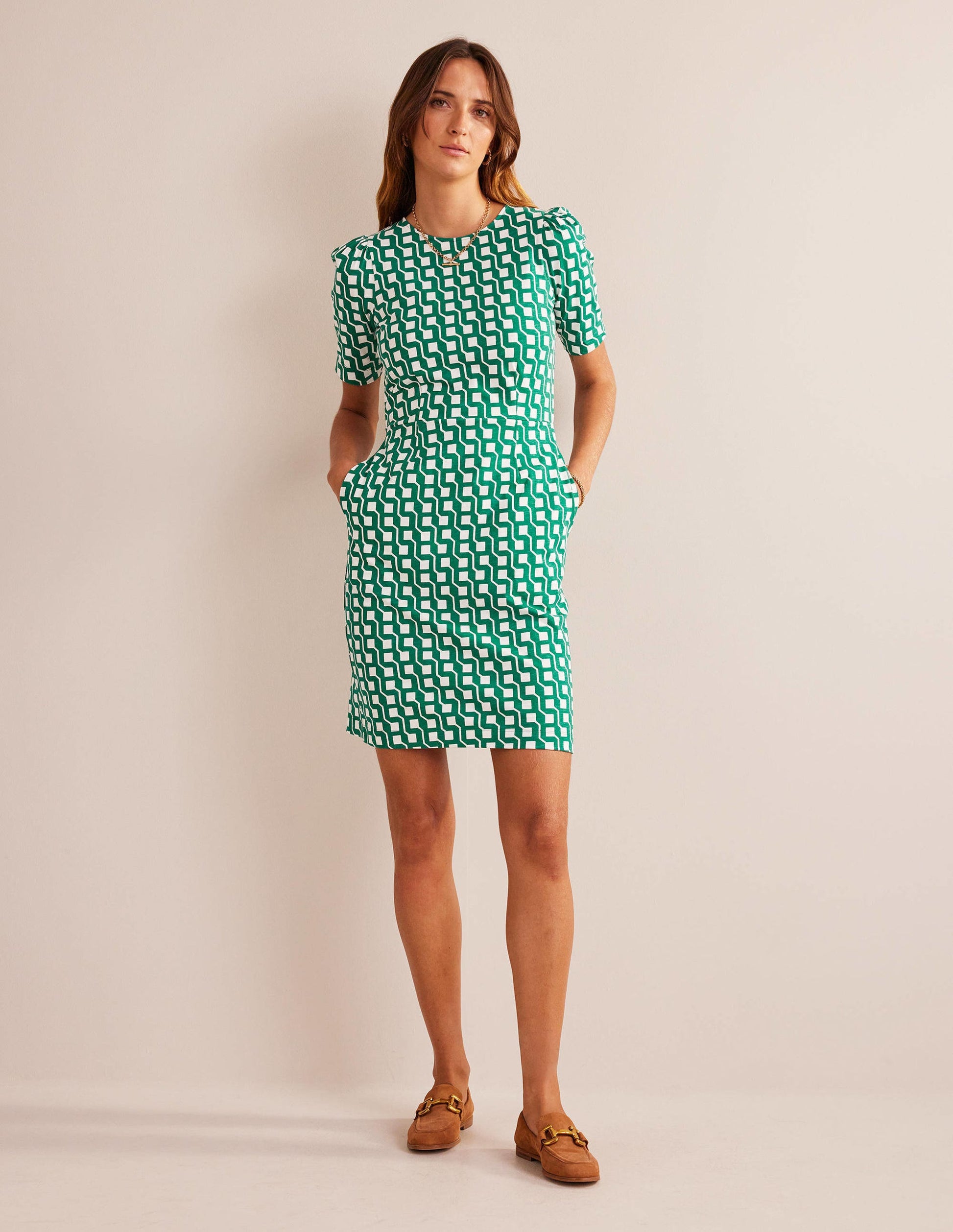 Zoe Jersey Dress-Bright Emerald, Cube Geo-6
