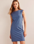 Sleeveless Jersey Shift Dress-Aegean Blue, Tulip Blush