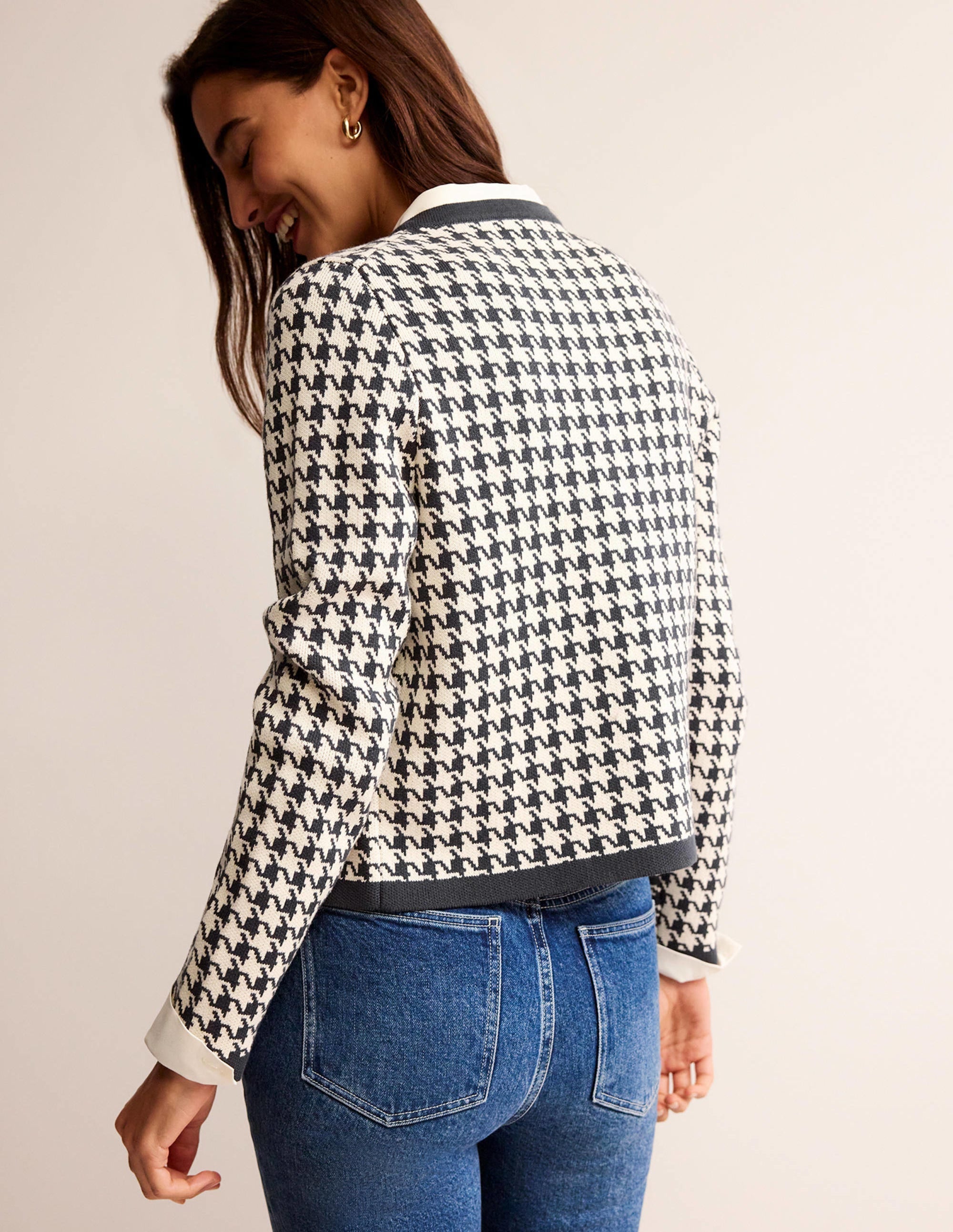 Collarless Midi Shirt Dress-Moroccan Blue, Geo Azure - Image 6