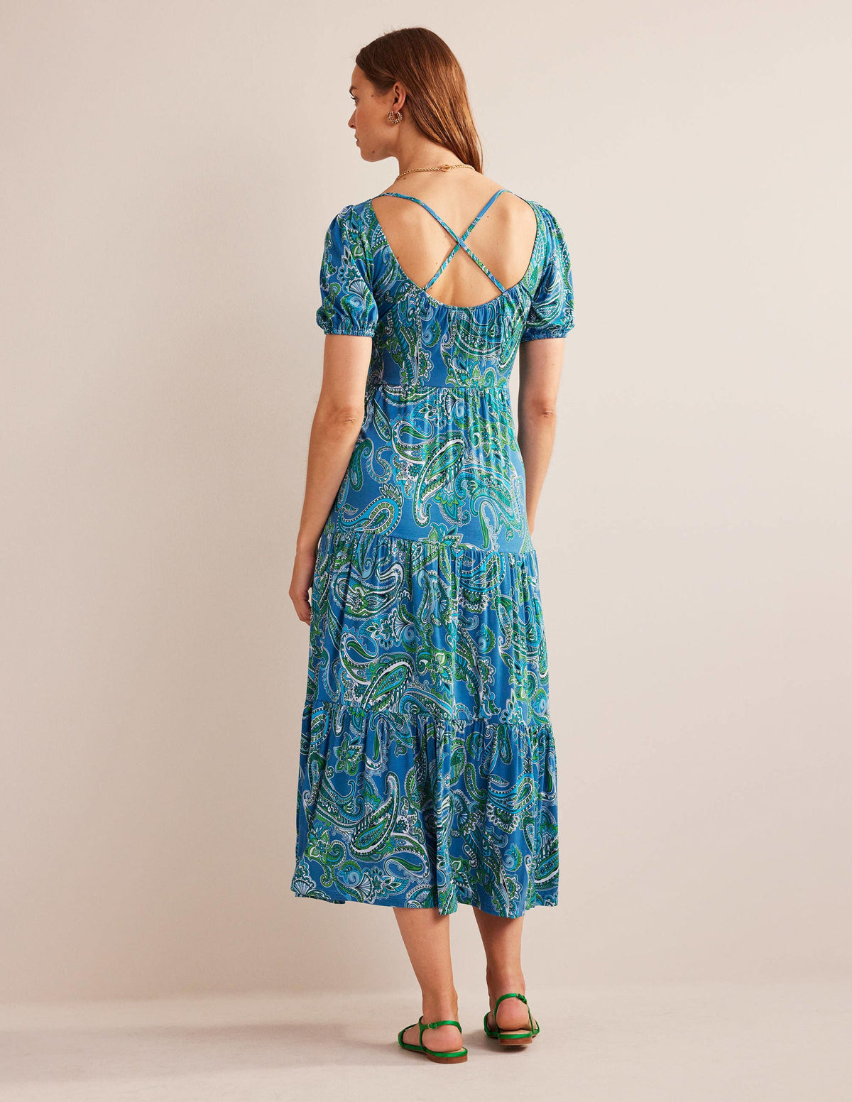 Cutout-Back Jersey Maxi Dress-Aegean Blue, Paradise Pop - Image 6