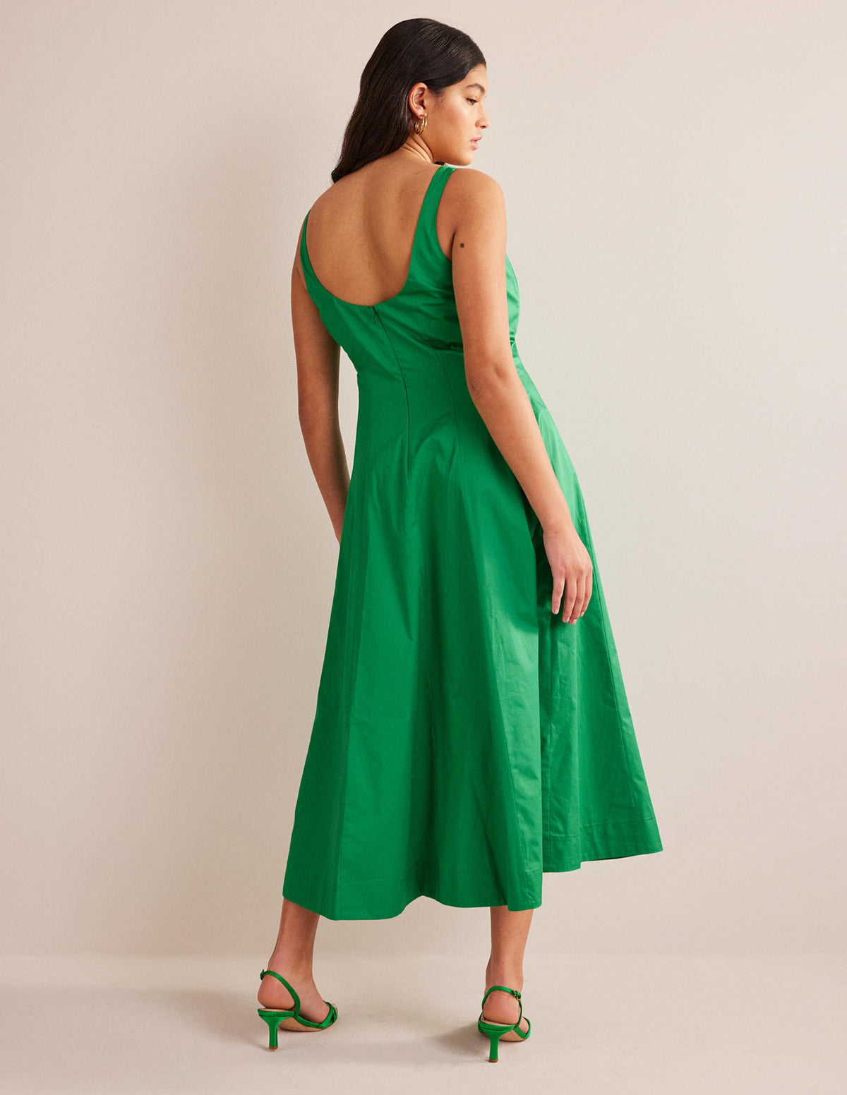 Sleeveless Panelled Midi Dress-Rich Emerald - Image 2