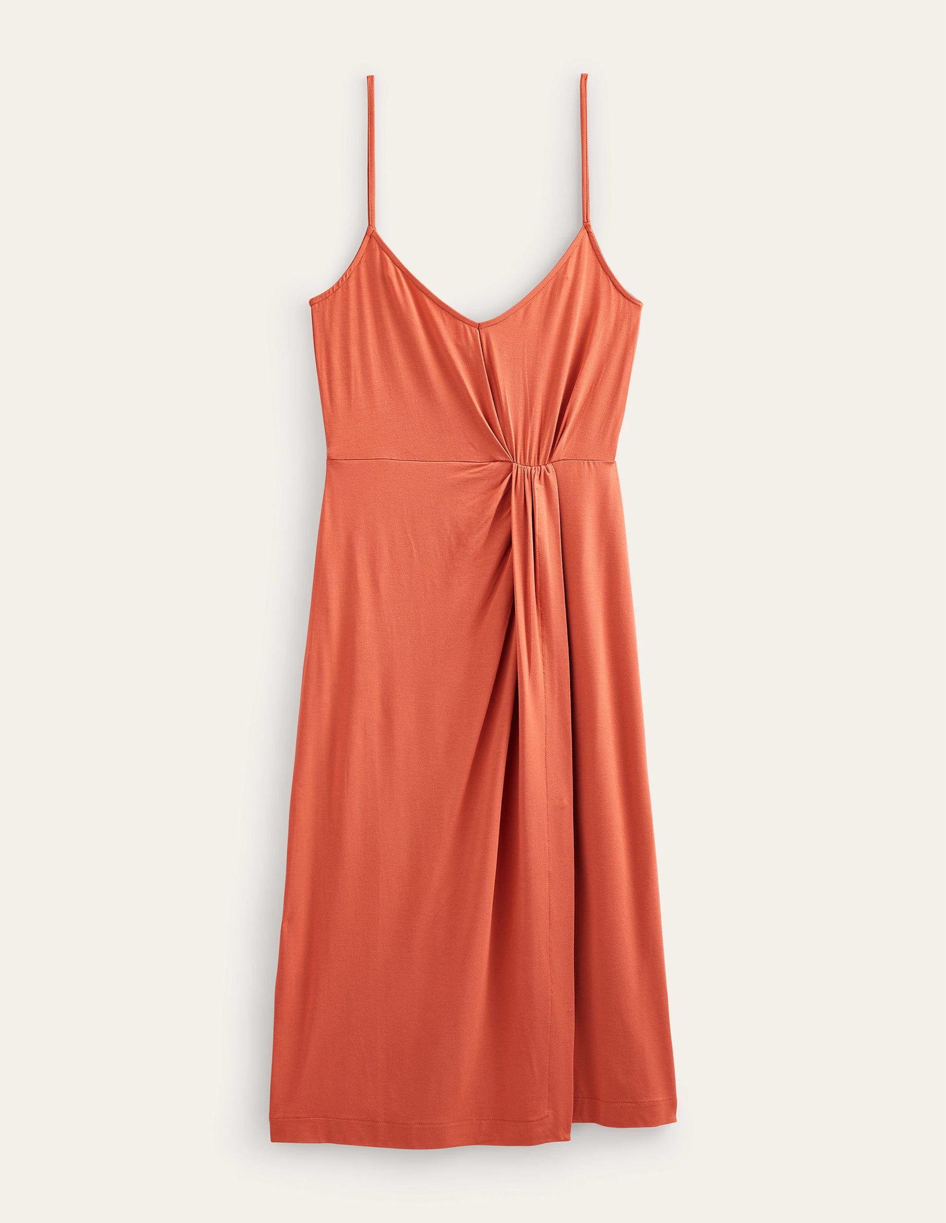 Gathered Jersey Midi Dress-Persimmon-6