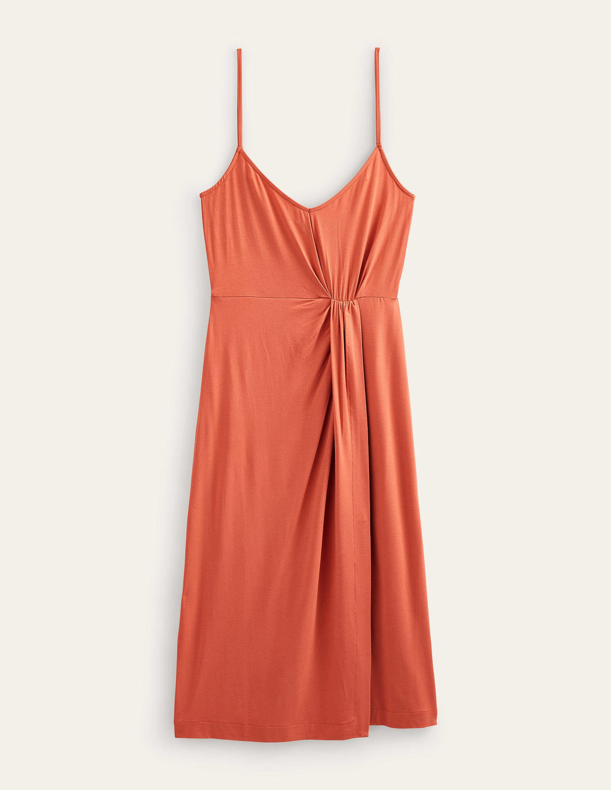 Gathered Jersey Midi Dress-Persimmon - Image 6