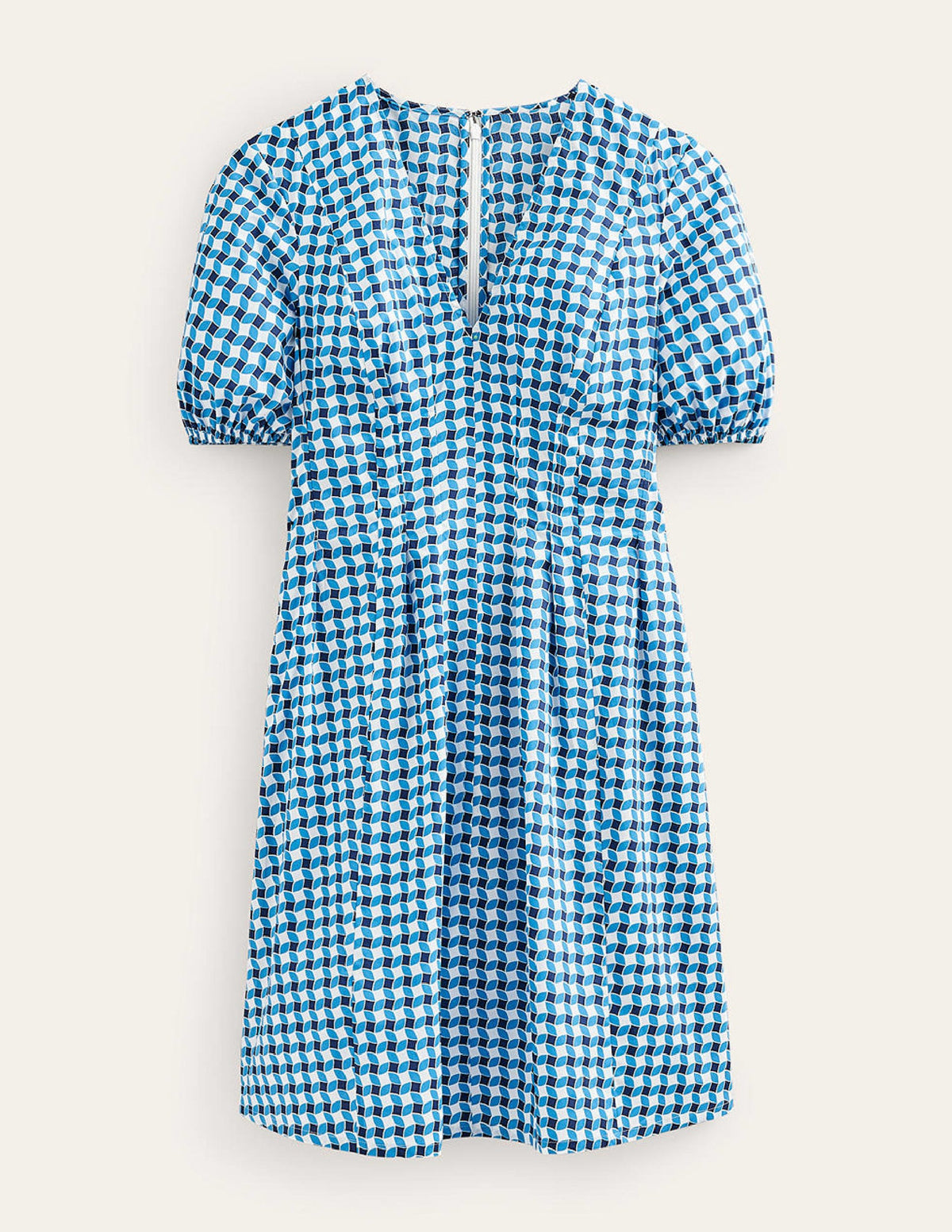 V-Neck Dart Detail Dress-Fluro Blue, Abstract Diamond - Image 5