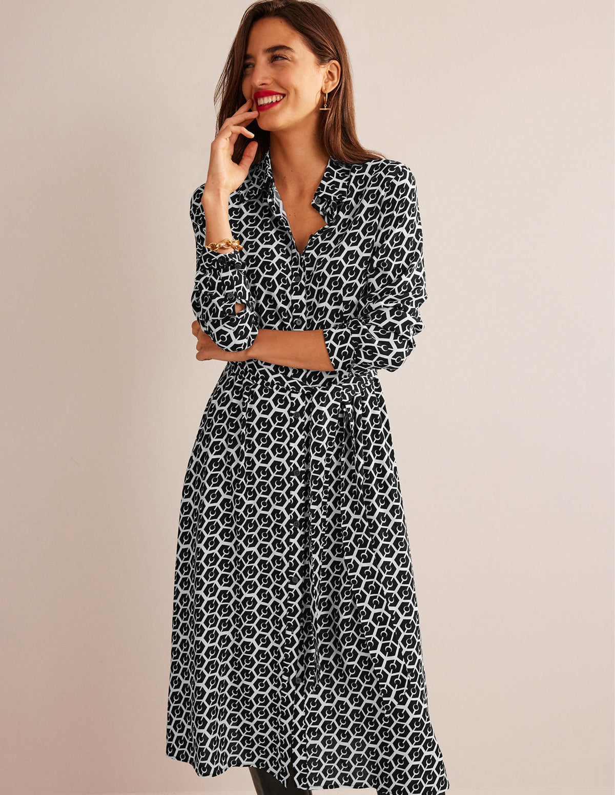 Kate Midi Shirt Dress-Black, Reverie-1