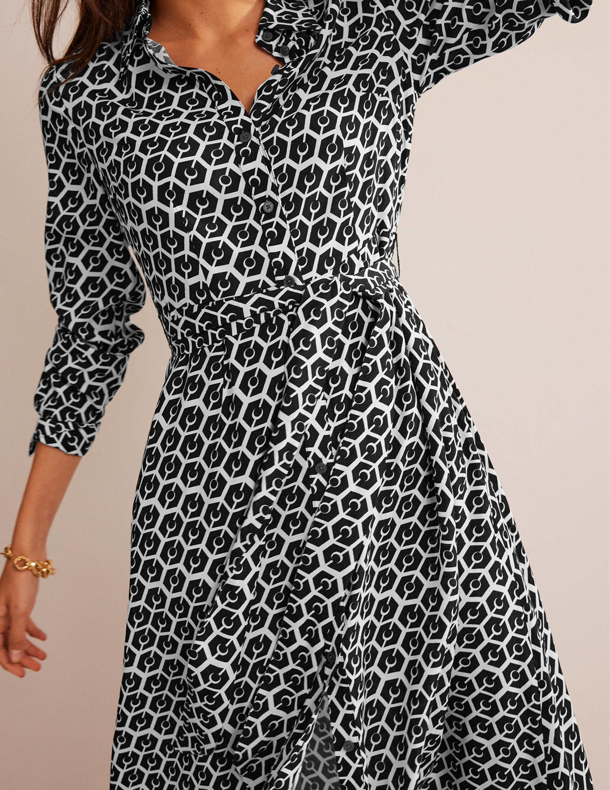 Kate Midi Shirt Dress-Black, Reverie - Image 2