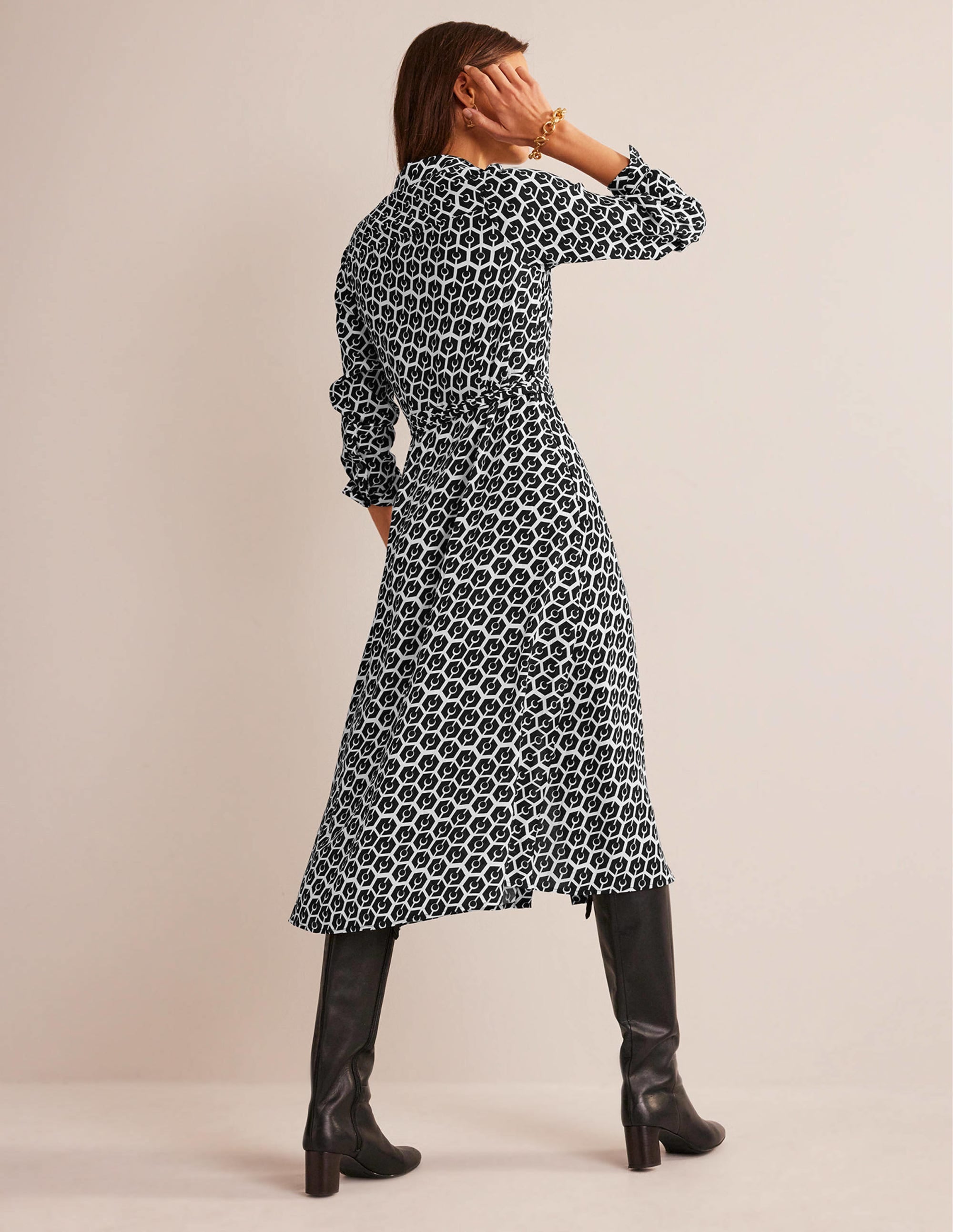 Kate Midi Shirt Dress-Black, Reverie - Image 3