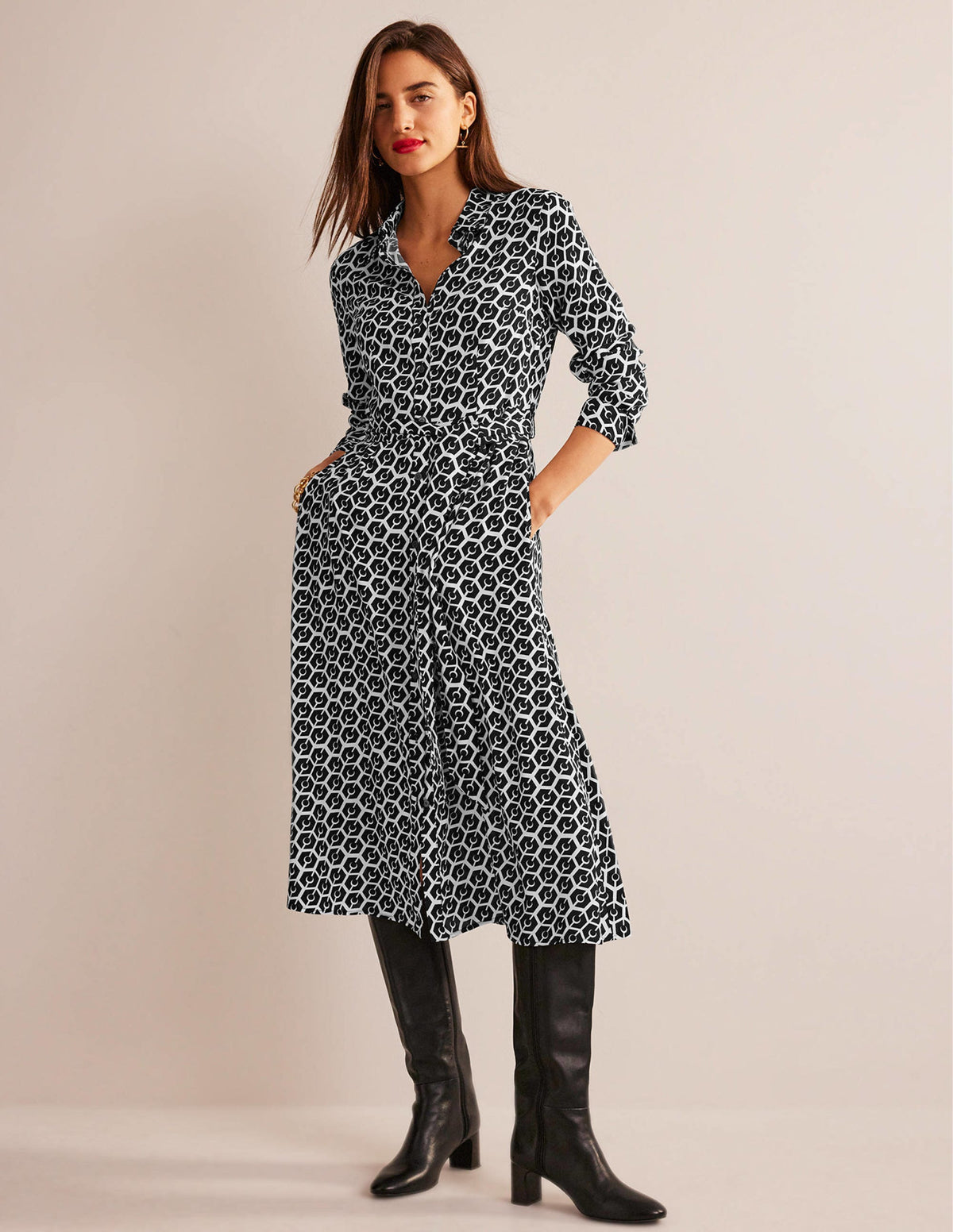 Kate Midi Shirt Dress-Black, Reverie-4