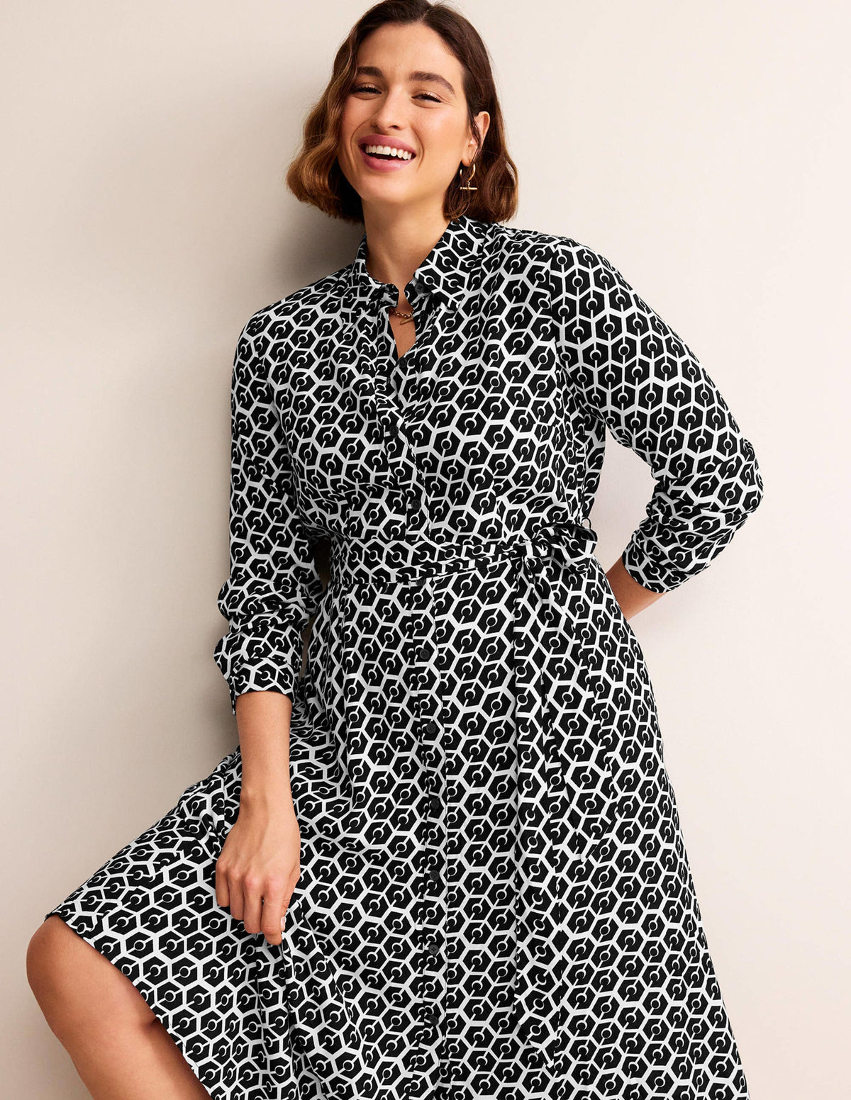 Kate Midi Shirt Dress-Black, Reverie-5