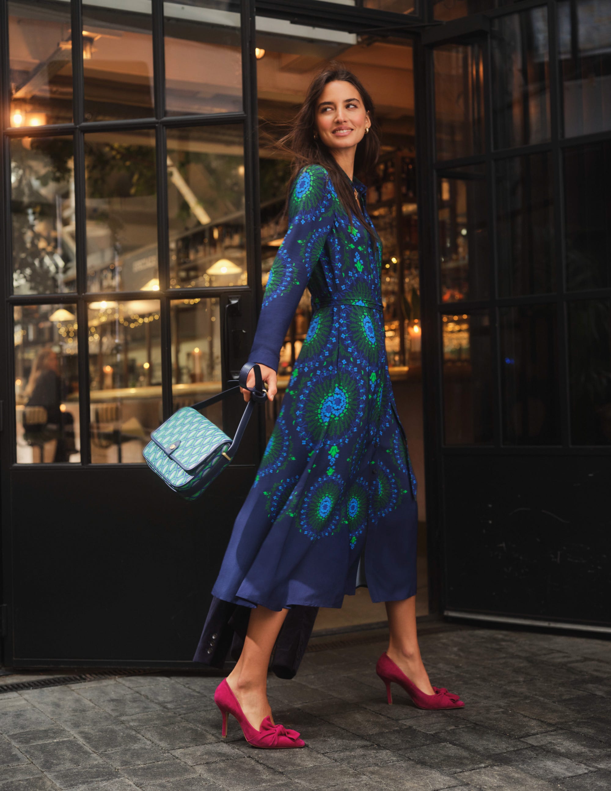 Kate Midi Shirt Dress-French Navy, Artizian Geo - Image 5