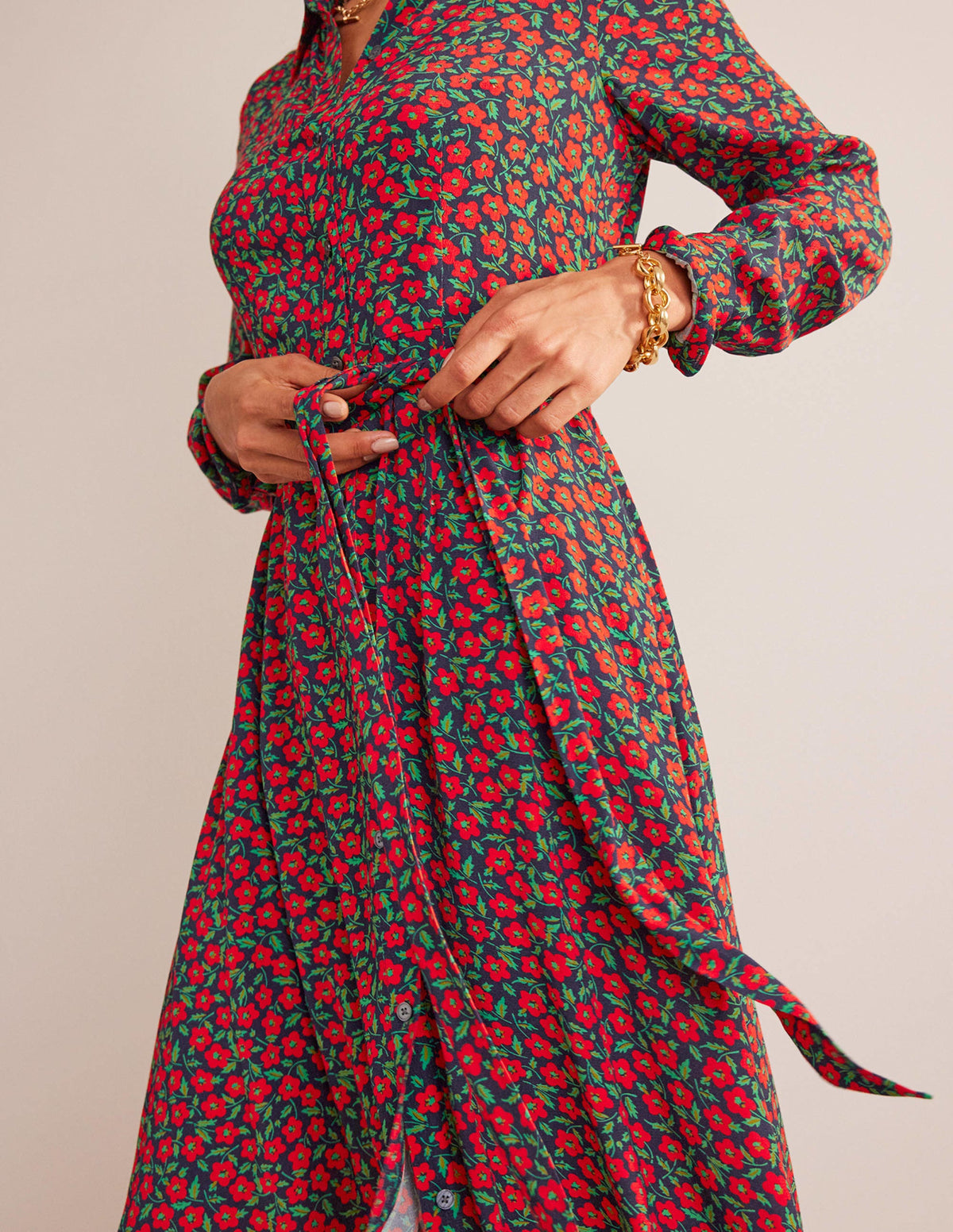 Kate Midi Shirt Dress-Hot Pepper, Petal Pop - Image 2