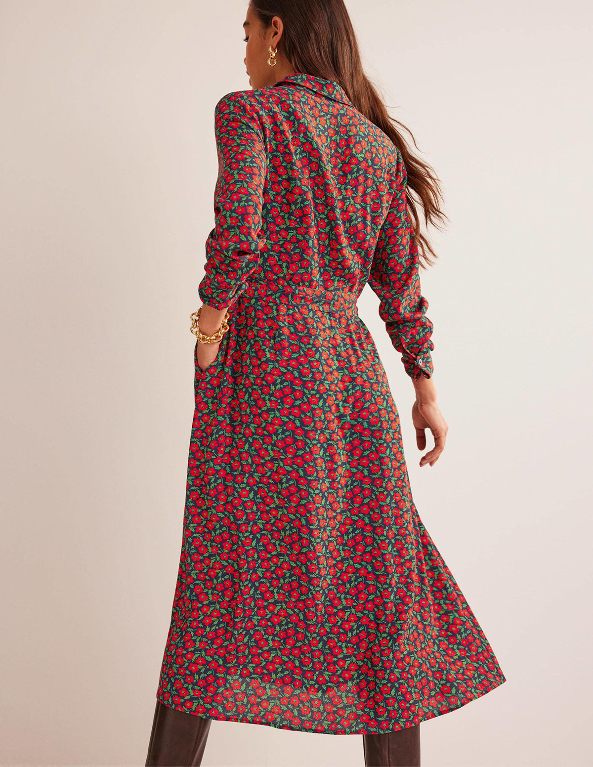 Kate Midi Shirt Dress-Hot Pepper, Petal Pop-3