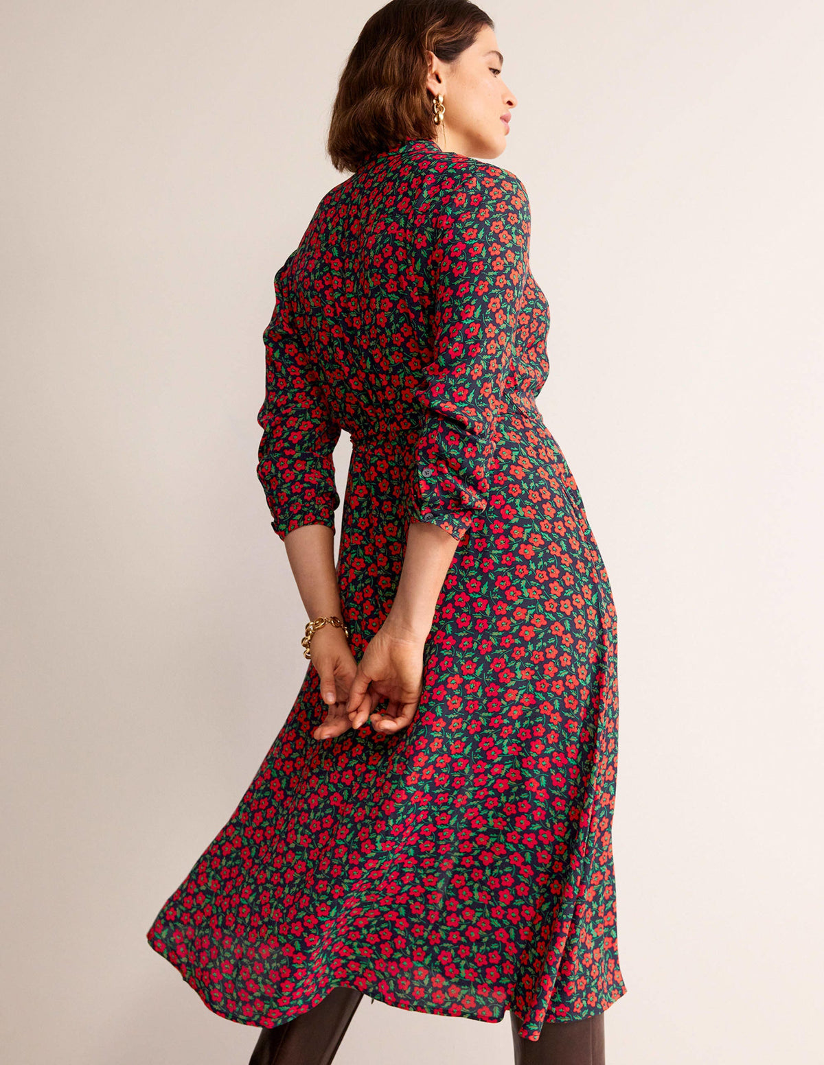 Kate Midi Shirt Dress-Hot Pepper, Petal Pop-7