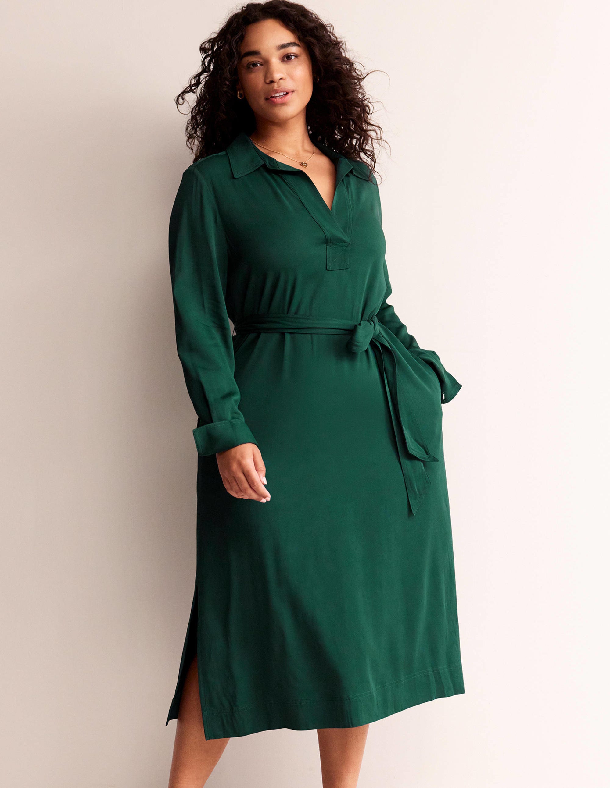 Clean Midi Pop Over Dress-Emerald Night - Image 5