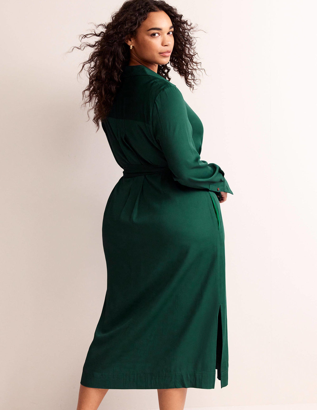 Clean Midi Pop Over Dress-Emerald Night - Image 6
