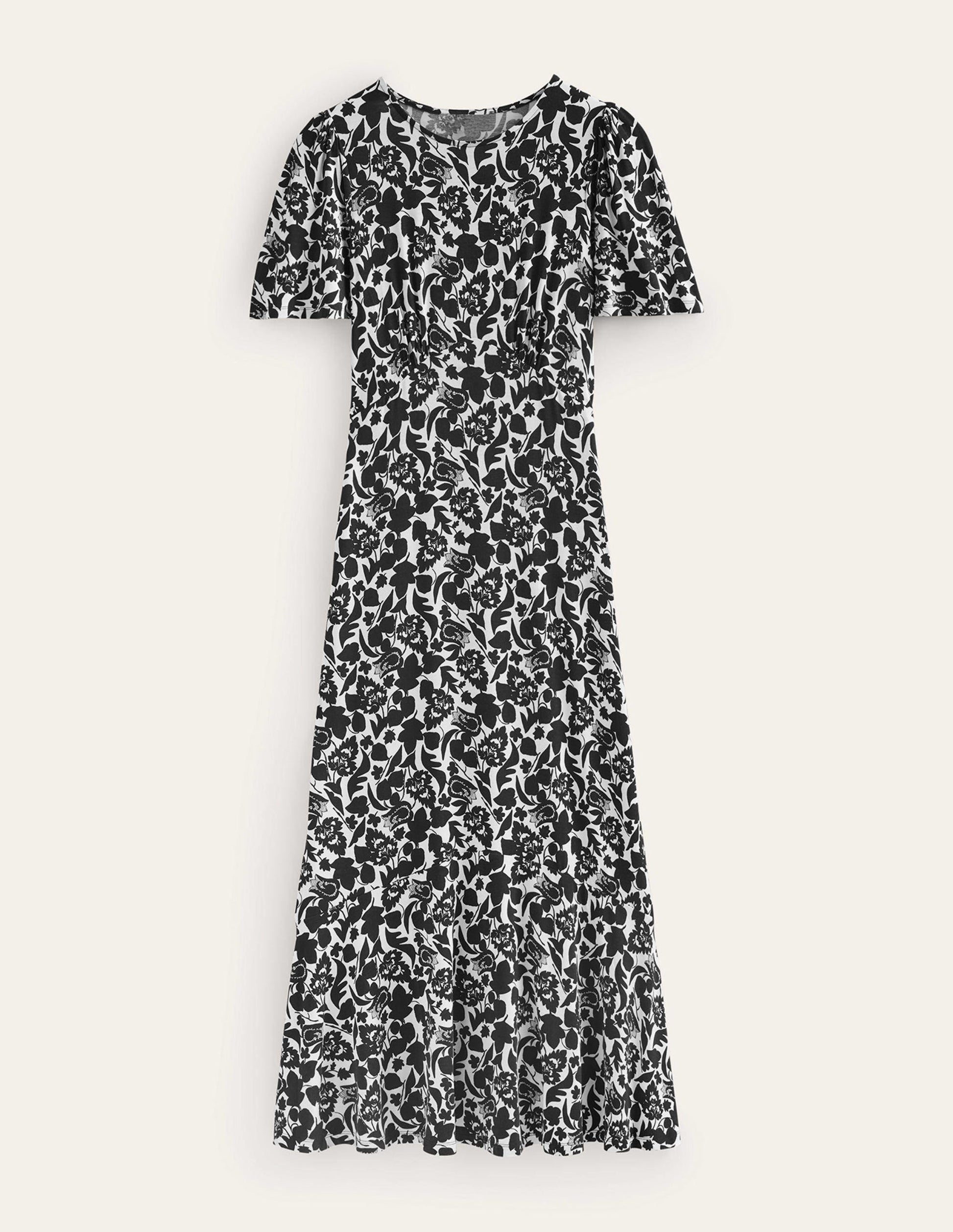 Flippy Jersey Midi Dress-Black, Tulip Bloom-5
