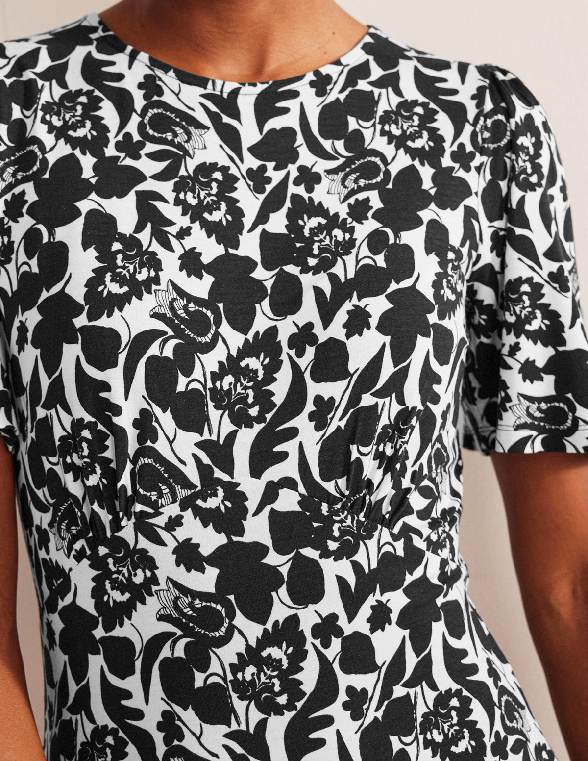 Flippy Jersey Midi Dress-Black, Tulip Bloom-2