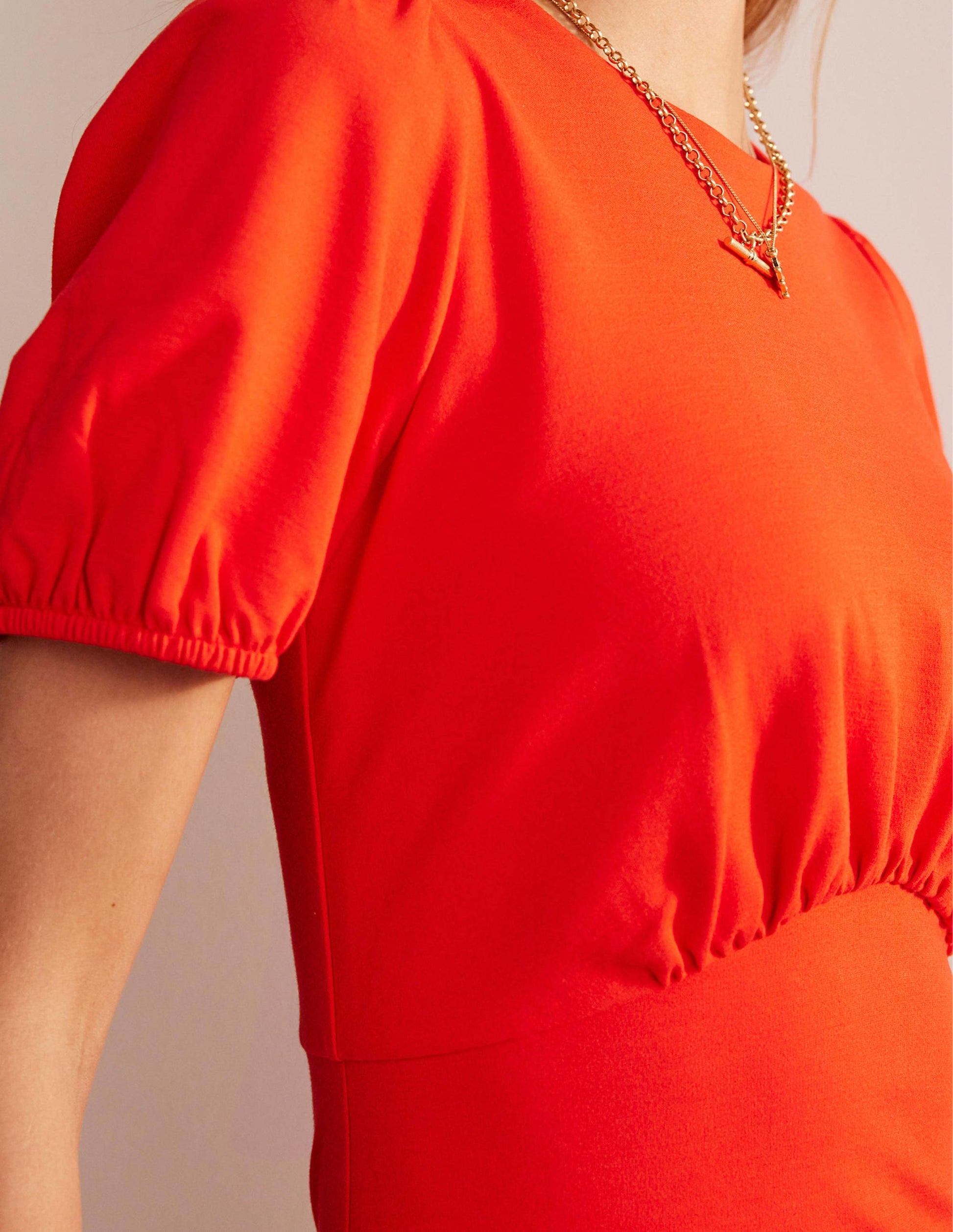 Nancy Ponte Midi Dress-Fiesta Orange-2