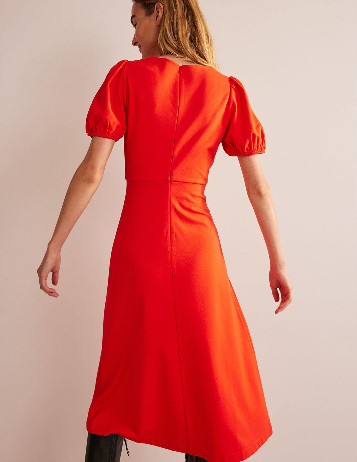 Nancy Ponte Midi Dress-Fiesta Orange-3
